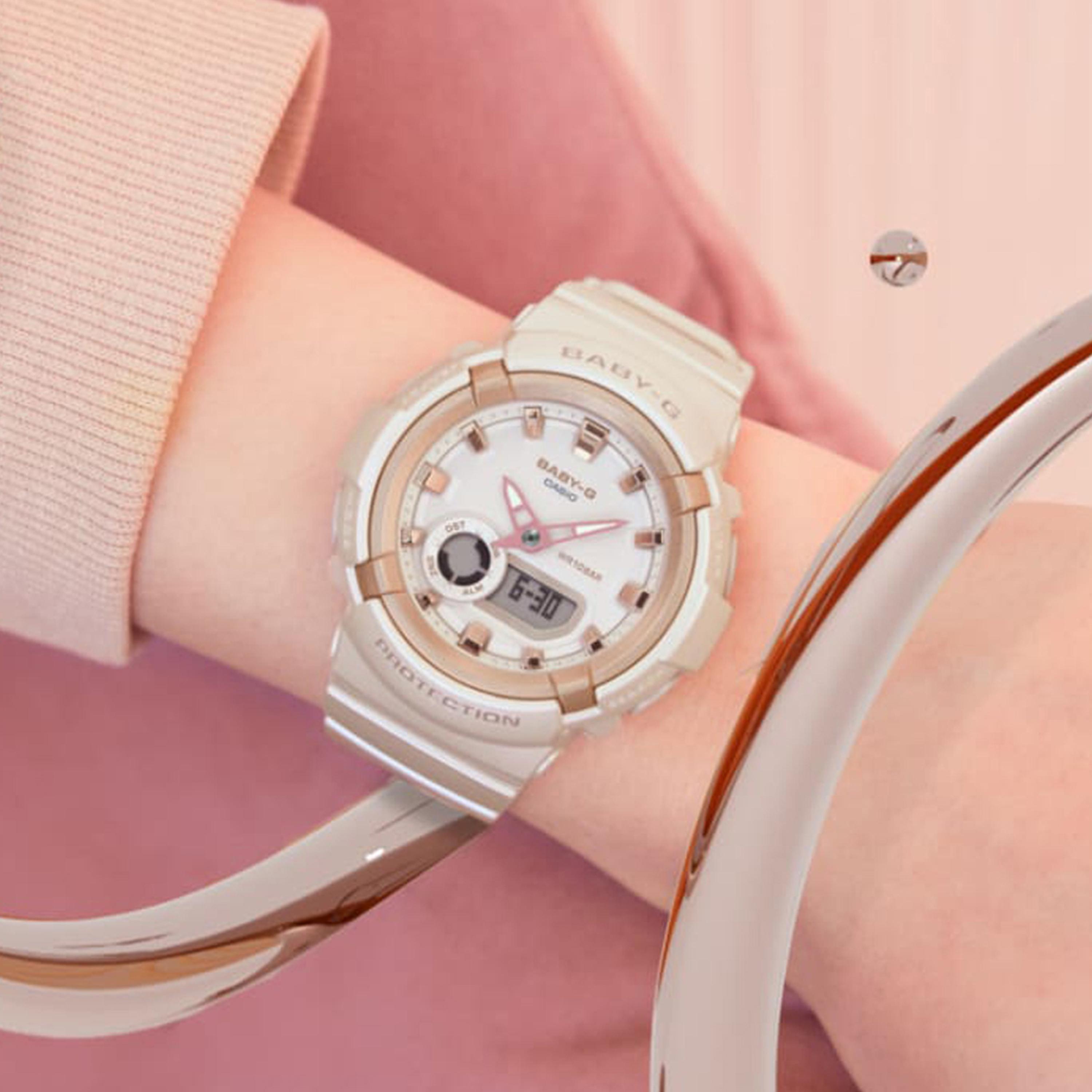 كاسيو بيبي-جي ساعة نسائية 43 مم بيج بعقارب ورقمية بسوار سيليكون | BGA-280BA-4ADR-women-watchesandjewellery-watches-image-2