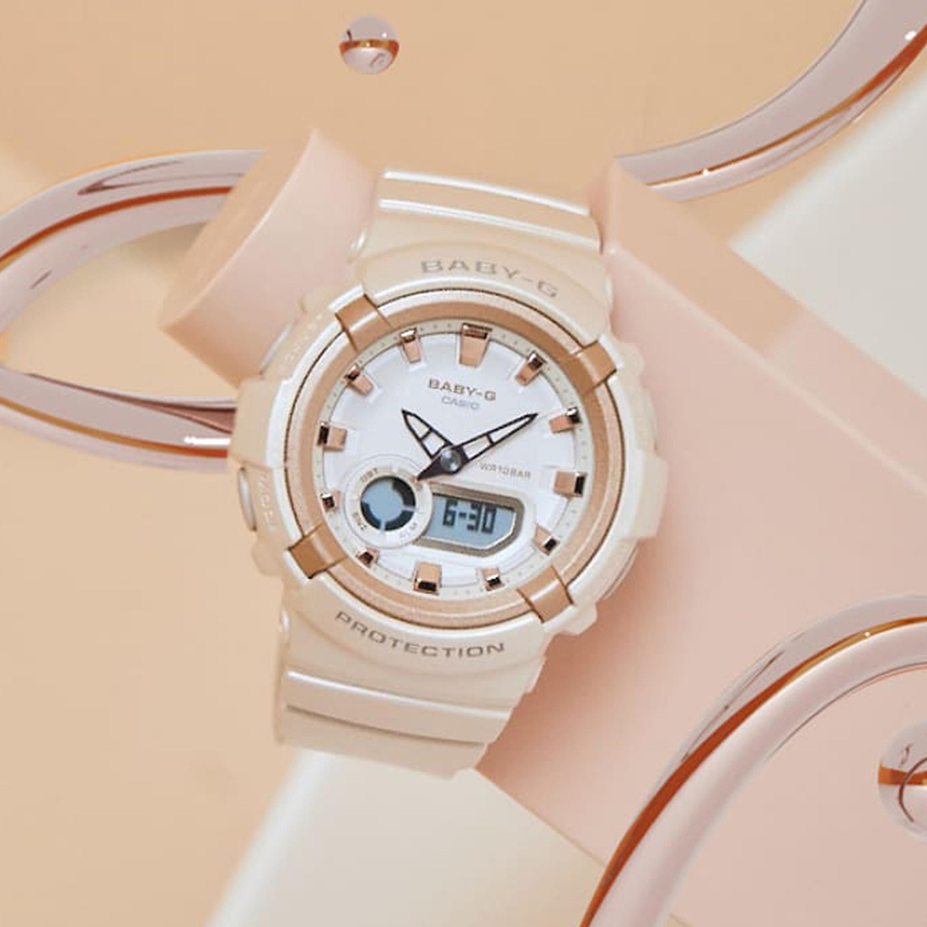 كاسيو بيبي-جي ساعة نسائية 43 مم بيج بعقارب ورقمية بسوار سيليكون | BGA-280BA-4ADR-women-watchesandjewellery-watches-image-3