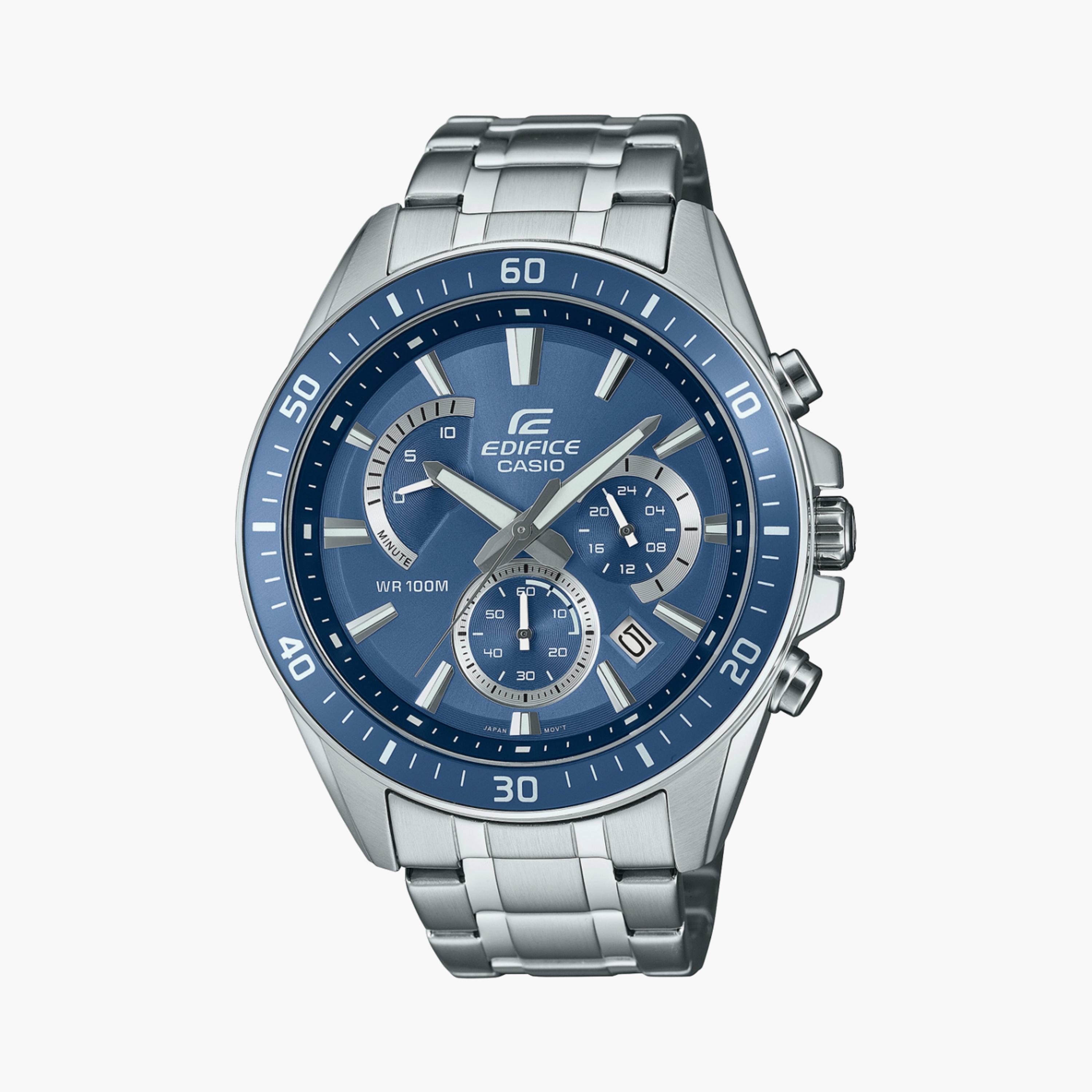 Casio Edifice Men's 47 MM Silver Analog Stainless Steel Watch | EFR-552D-2AVUDF-men-watchesandjewellery-watches-image-1