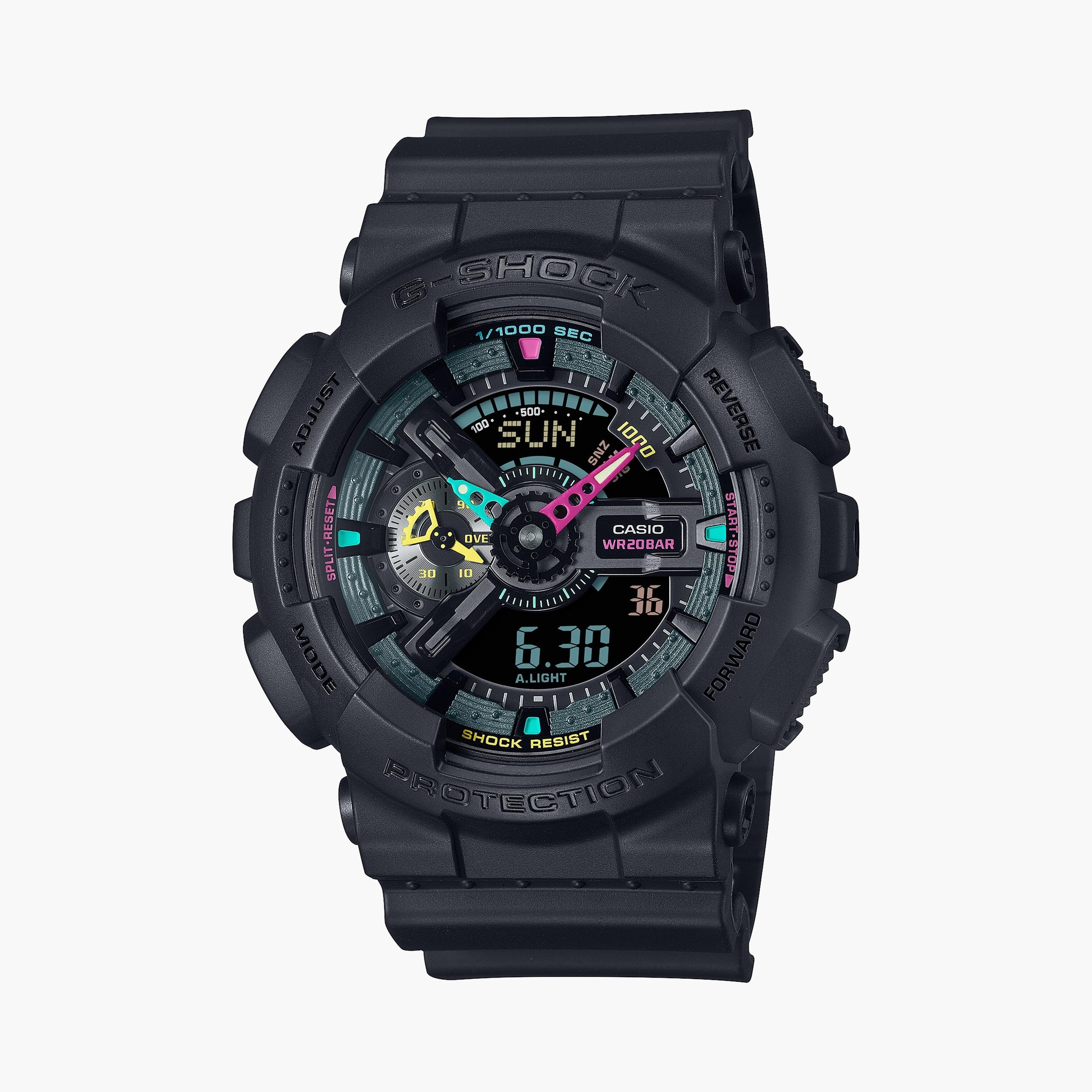 كاسيو جي-شوك ساعة رجالية 51 مم سوداء بعقارب ورقمية بسوار سيليكون | GA-110MF-1ADR-men-watchesandjewellery-watches-image-4
