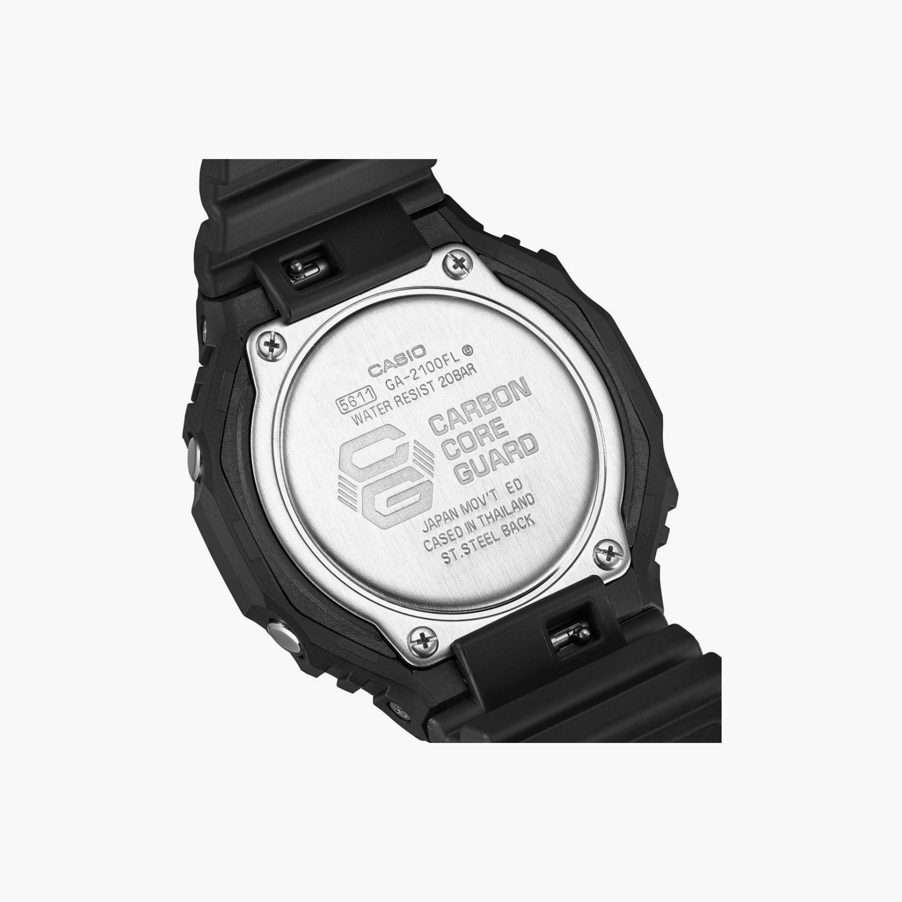 كاسيو جي-شوك ساعة رجالية 45 مم سوداء بعقارب ورقمية بسوار سيليكون | GA-2100FL-1ADR-men-watchesandjewellery-watches-image-4