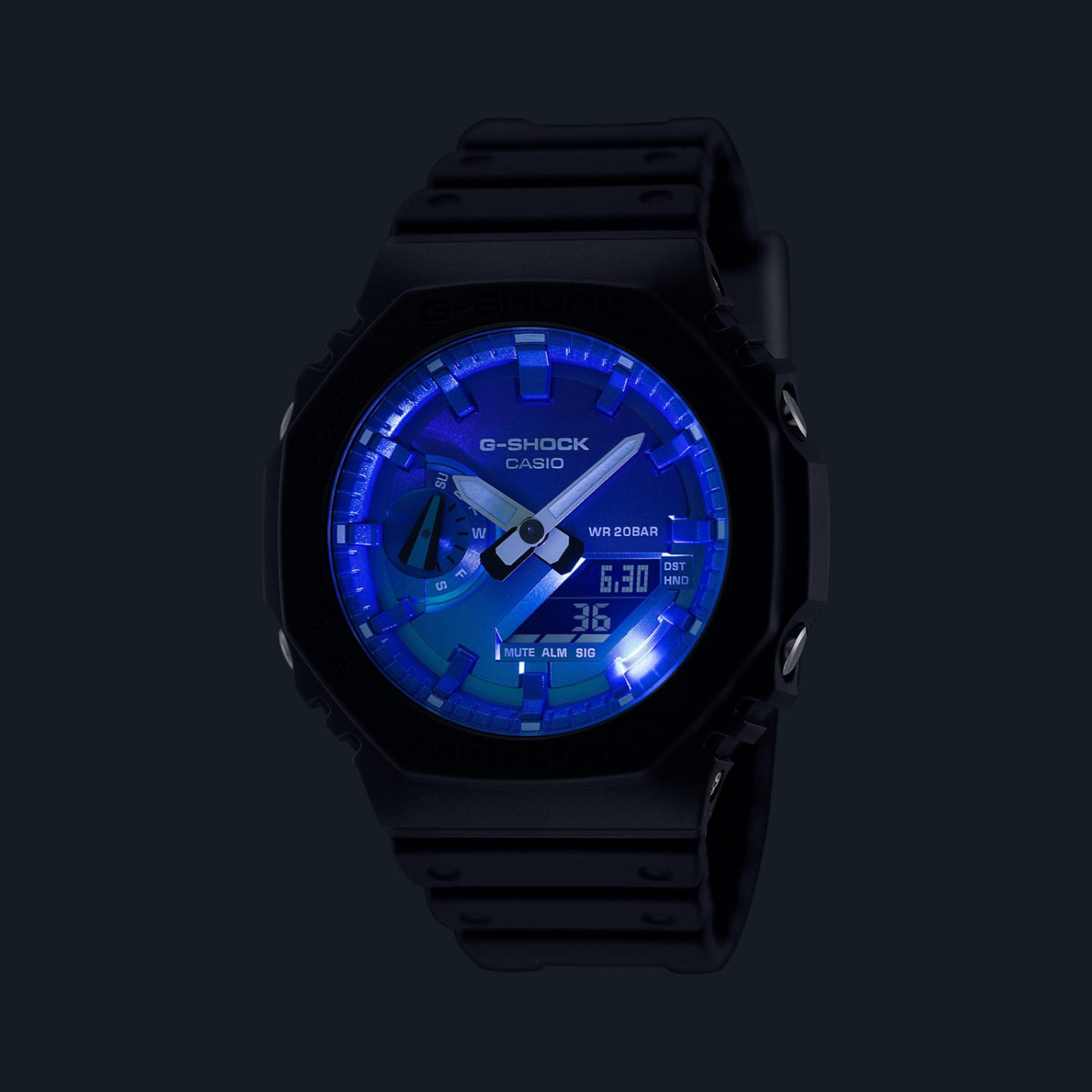 كاسيو جي-شوك ساعة رجالية 45 مم سوداء بعقارب ورقمية بسوار سيليكون | GA-2100FL-1ADR-men-watchesandjewellery-watches-image-6