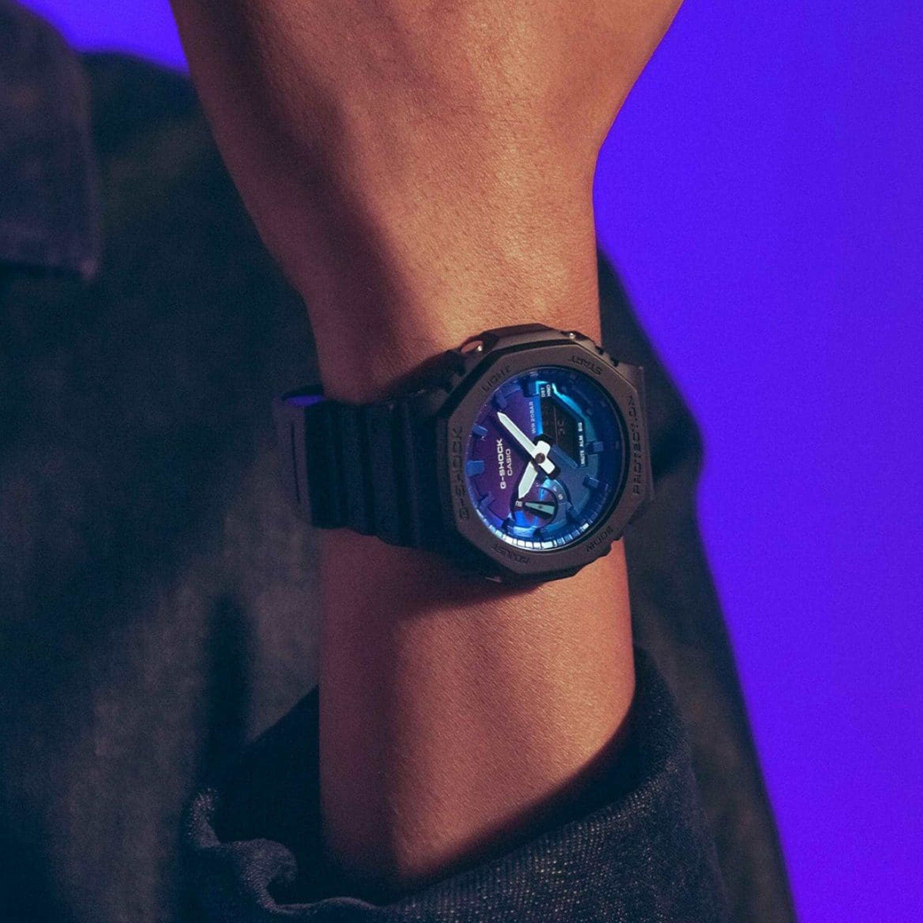 كاسيو جي-شوك ساعة رجالية 45 مم سوداء بعقارب ورقمية بسوار سيليكون | GA-2100FL-1ADR-men-watchesandjewellery-watches-image-7