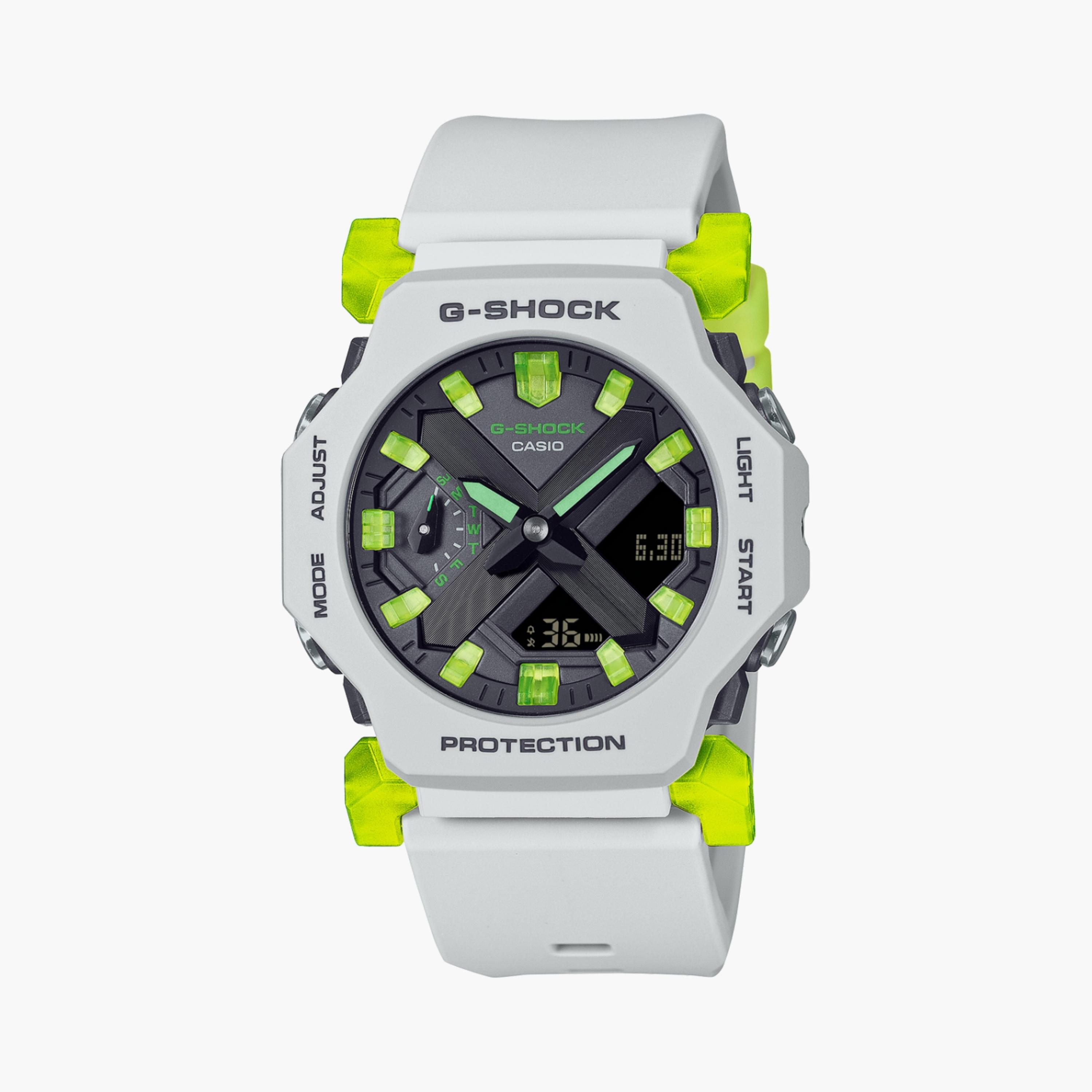 كاسيو جي-شوك ساعة رجالية 42 مم رمادية بعقارب ورقمية بسوار سيليكون | GA-2300MW-8ADR-men-watchesandjewellery-watches-image-1