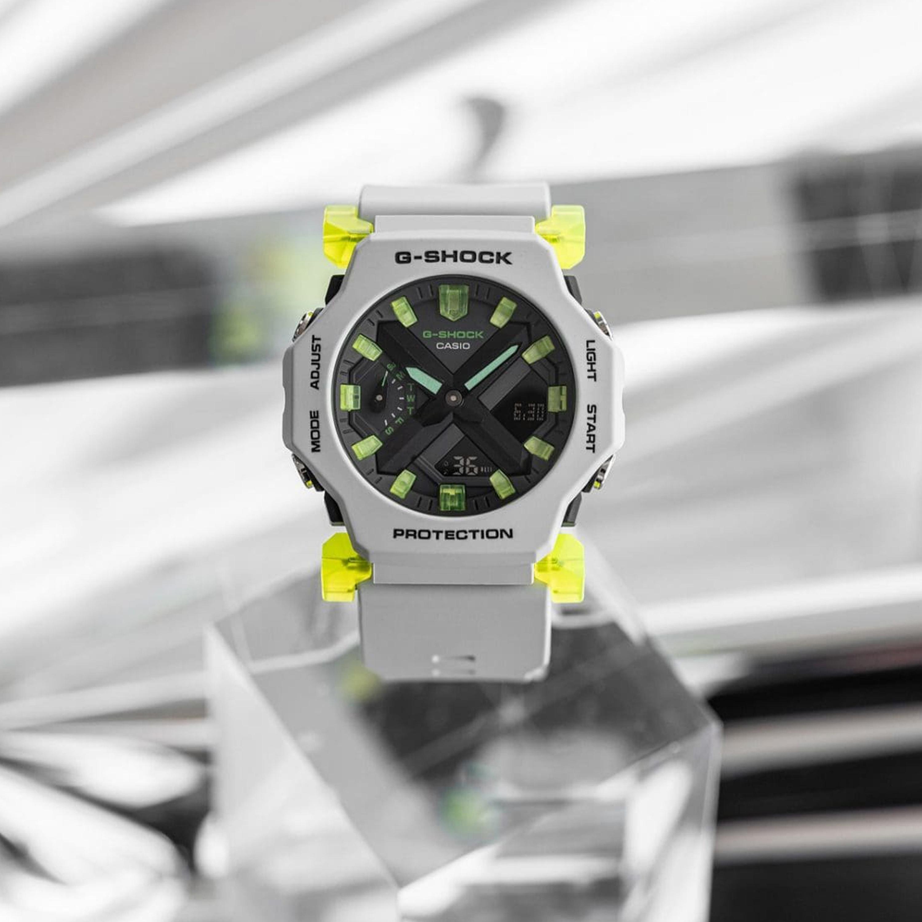 كاسيو جي-شوك ساعة رجالية 42 مم رمادية بعقارب ورقمية بسوار سيليكون | GA-2300MW-8ADR-men-watchesandjewellery-watches-image-2