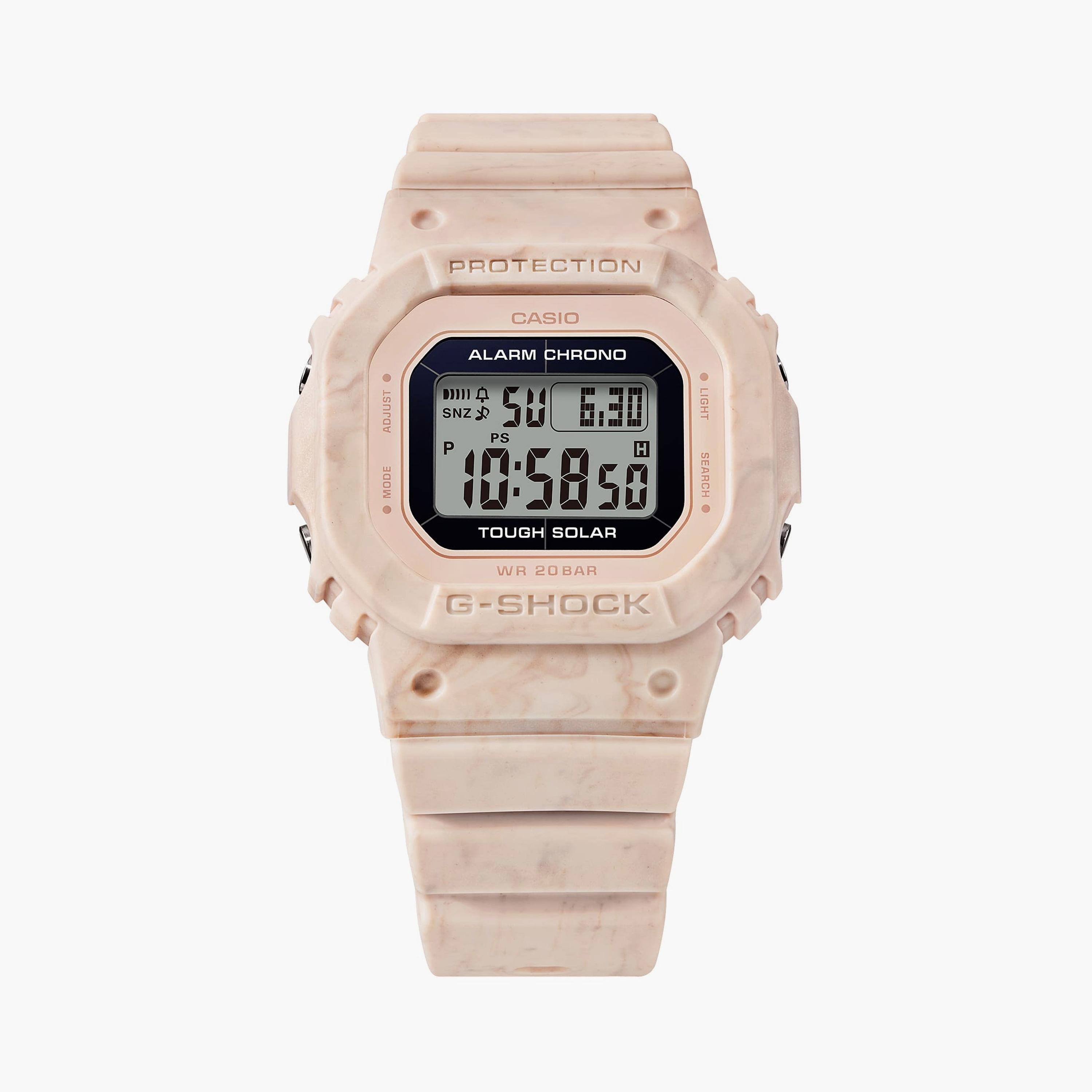 كاسيو جي-شوك ساعة نسائية 41 مم بيج رقمية بسوار سيليكون | GMS-S5600RT-4DR-women-watchesandjewellery-watches-image-1
