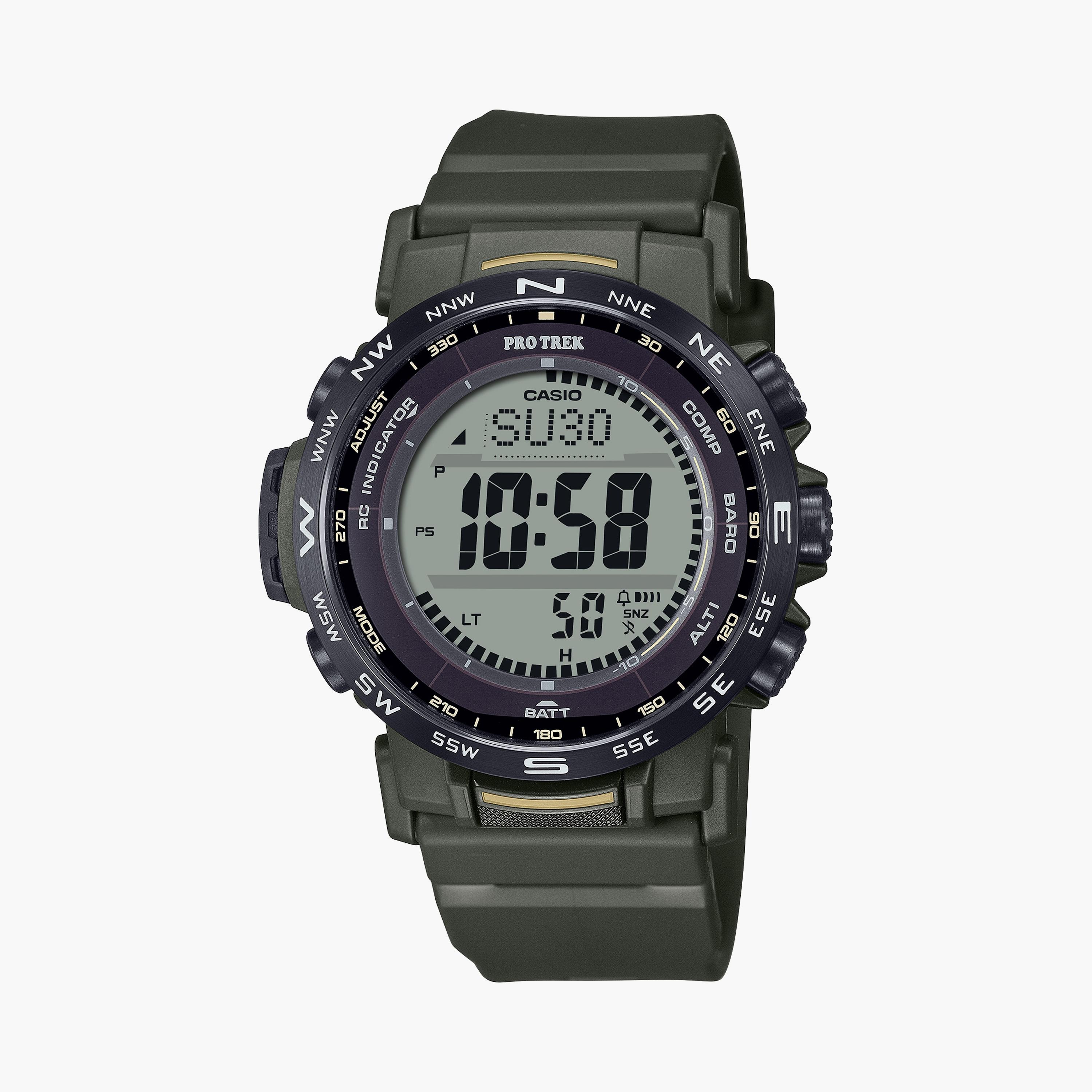 كاسيو ساعة رجالية 45 مم خضراء رقمية بسوار سيليكون | PRW-35Y-3BDR-men-watchesandjewellery-watches-image-1