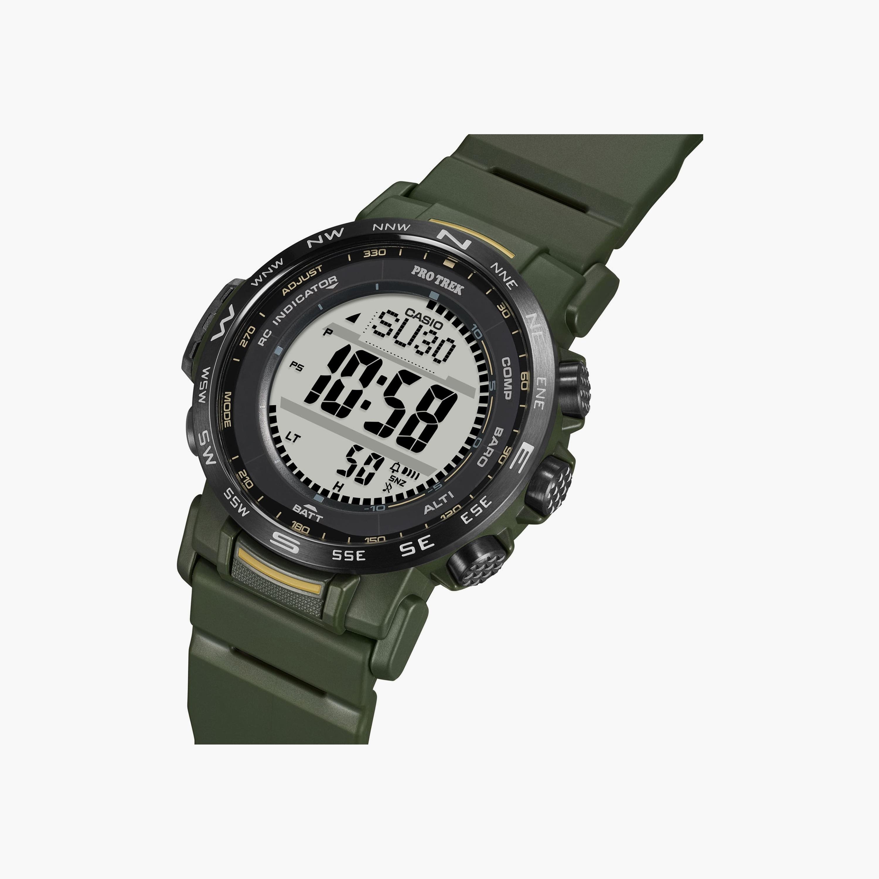 كاسيو ساعة رجالية 45 مم خضراء رقمية بسوار سيليكون | PRW-35Y-3BDR-men-watchesandjewellery-watches-image-2