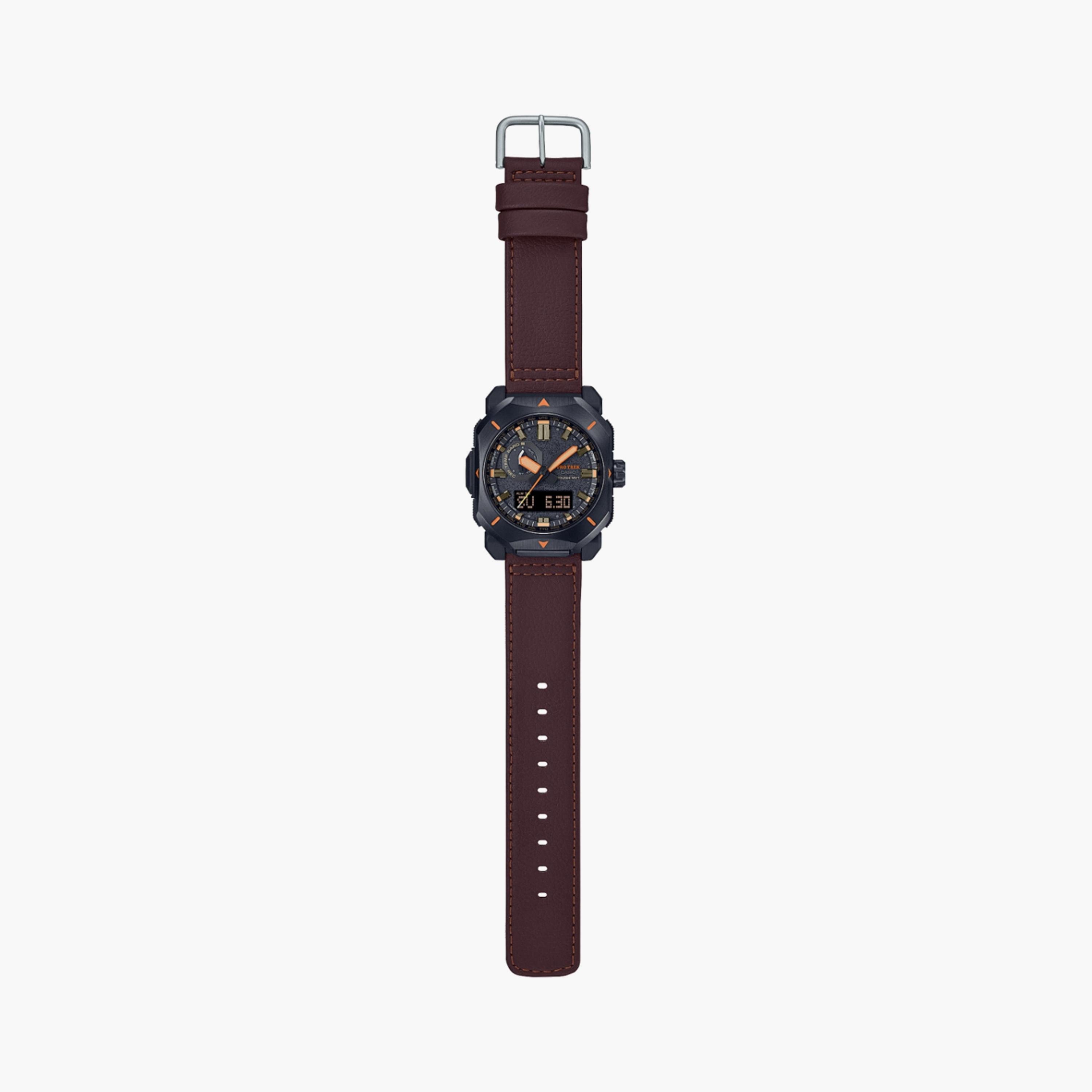 كاسيو ساعة رجالية 45 مم بنية بعقارب ورقمية بسوار جلد | PRW-6900YL-5DR-men-watchesandjewellery-watches-image-4