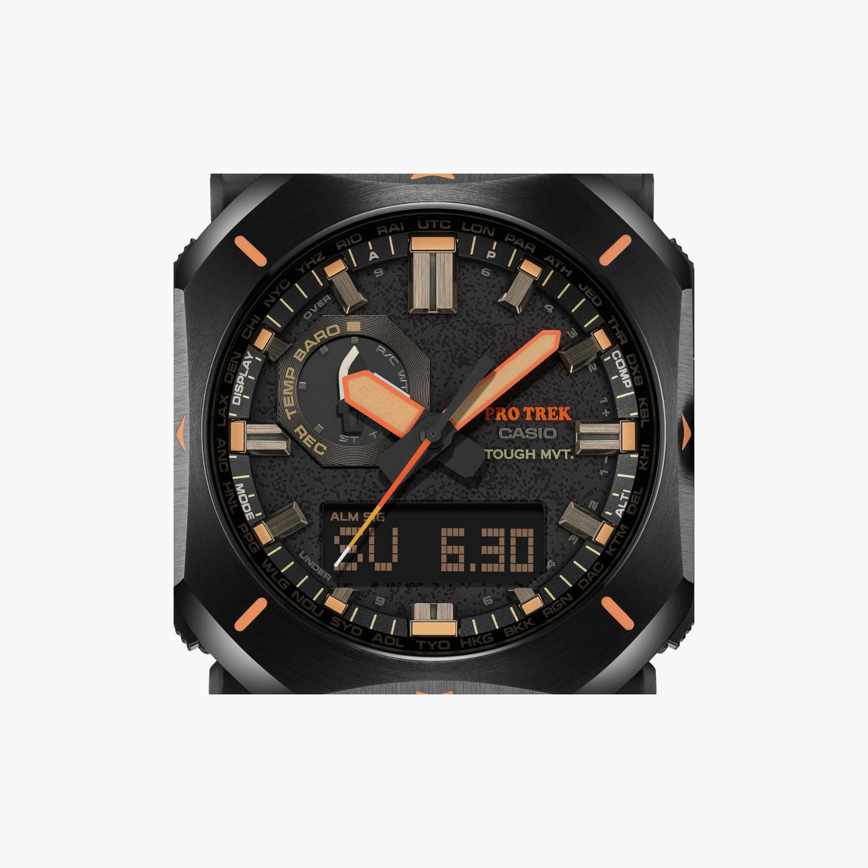 كاسيو ساعة رجالية 45 مم بنية بعقارب ورقمية بسوار جلد | PRW-6900YL-5DR-men-watchesandjewellery-watches-image-6