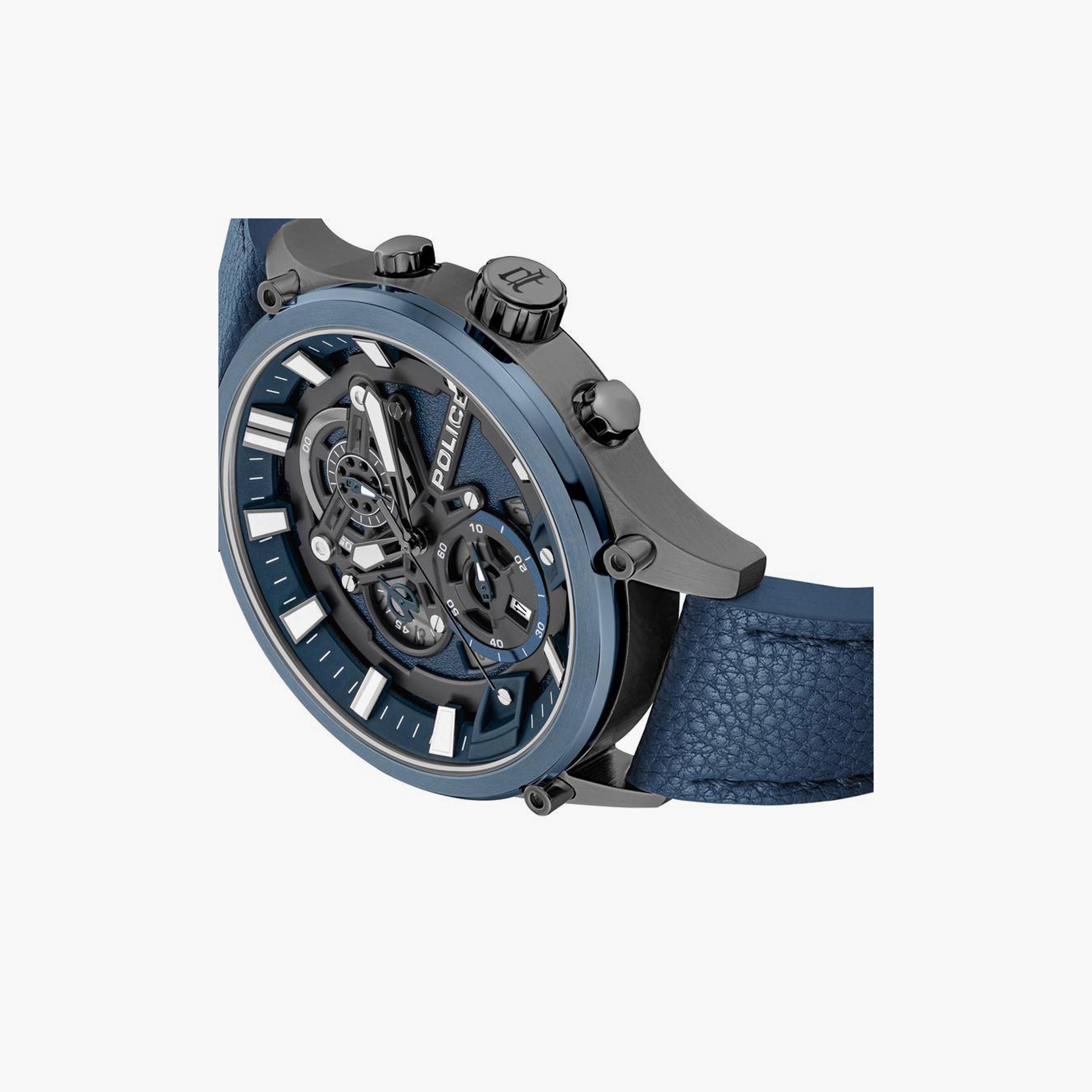 بوليس ساعة رجالية كرونوغراف جلد أزرق 46 مم | PEWGC0054206-men-watchesandjewellery-watches-image-4