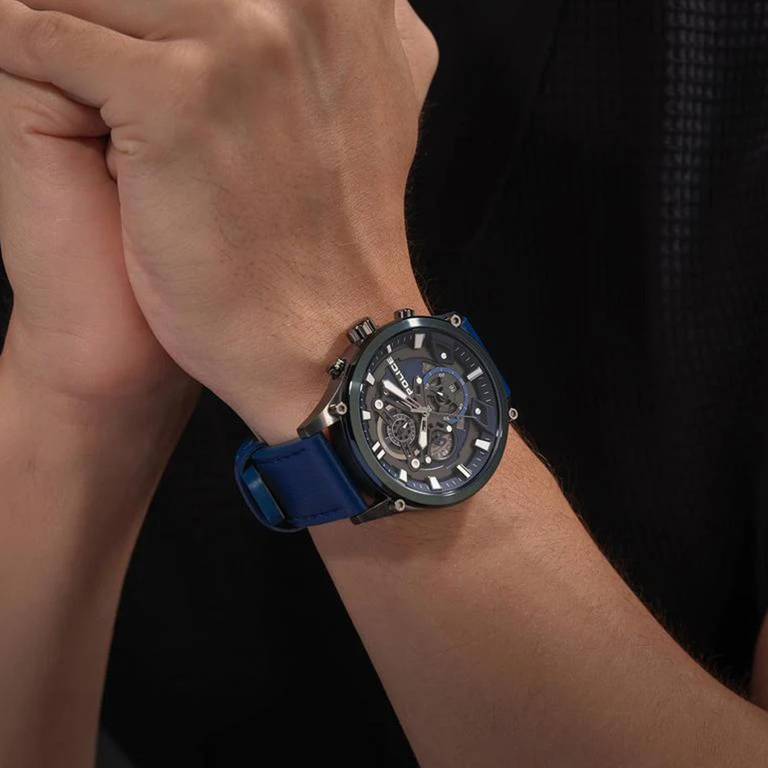 بوليس ساعة رجالية كرونوغراف جلد أزرق 46 مم | PEWGC0054206-men-watchesandjewellery-watches-image-5