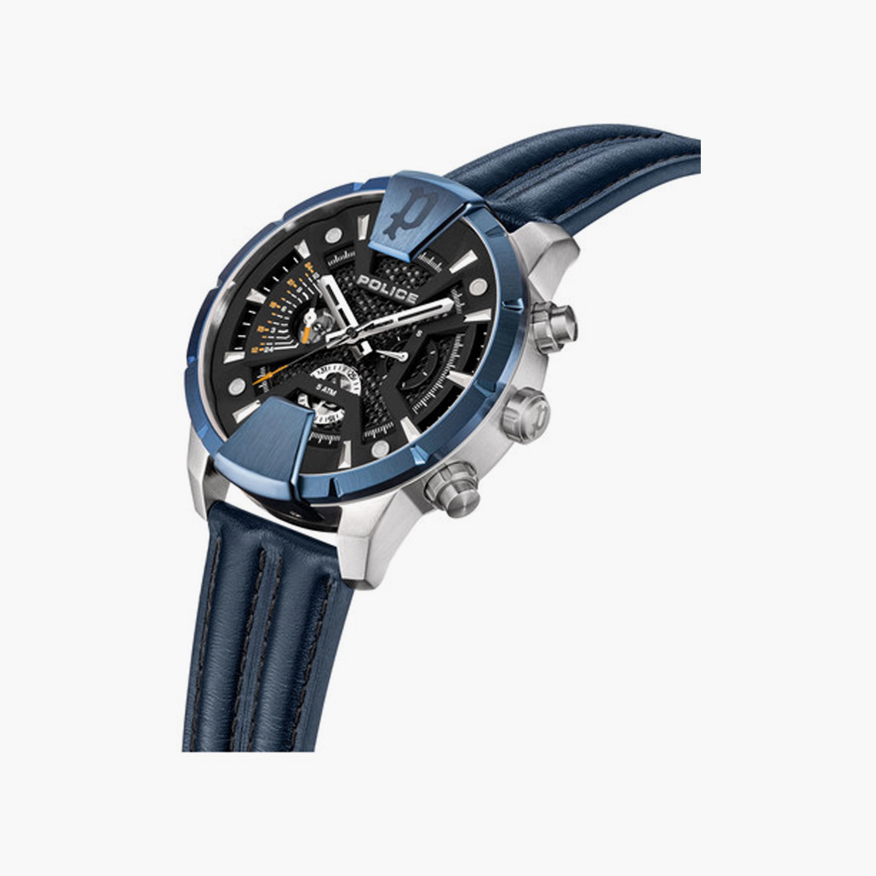 بوليس ساعة رجالية كرونوغراف جلد أزرق 48 مم | PEWJF2203709-men-watchesandjewellery-watches-image-2