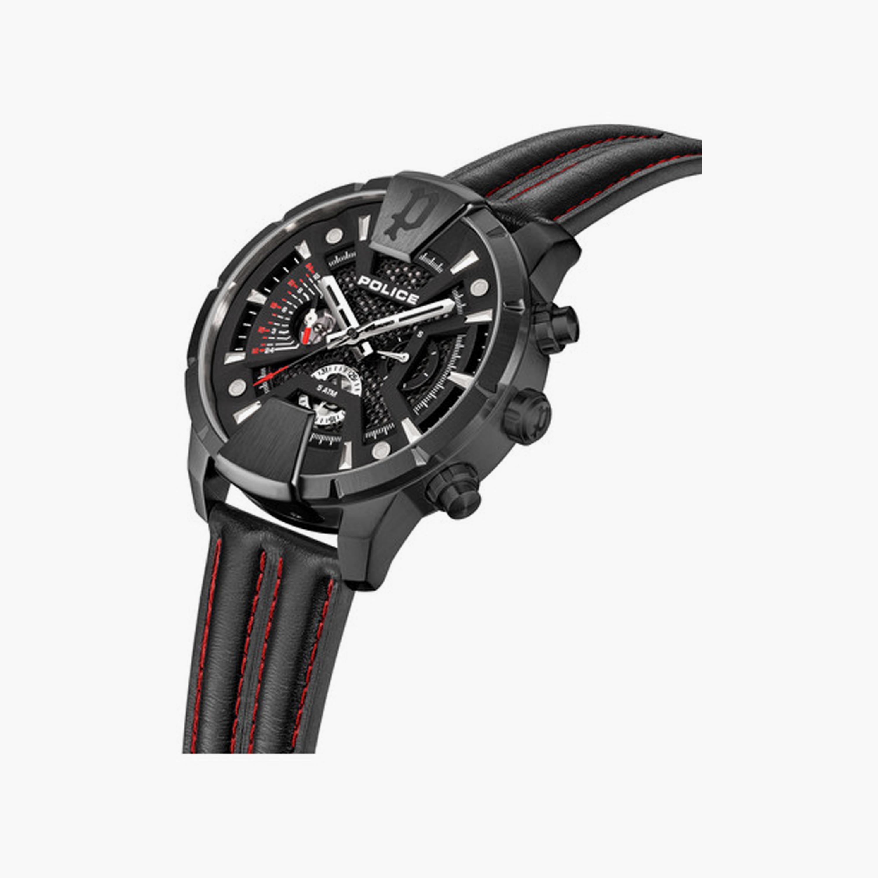 بوليس ساعة رجالية كرونوغراف جلد أسود 48 مم | PEWJF2203710-men-watchesandjewellery-watches-image-2