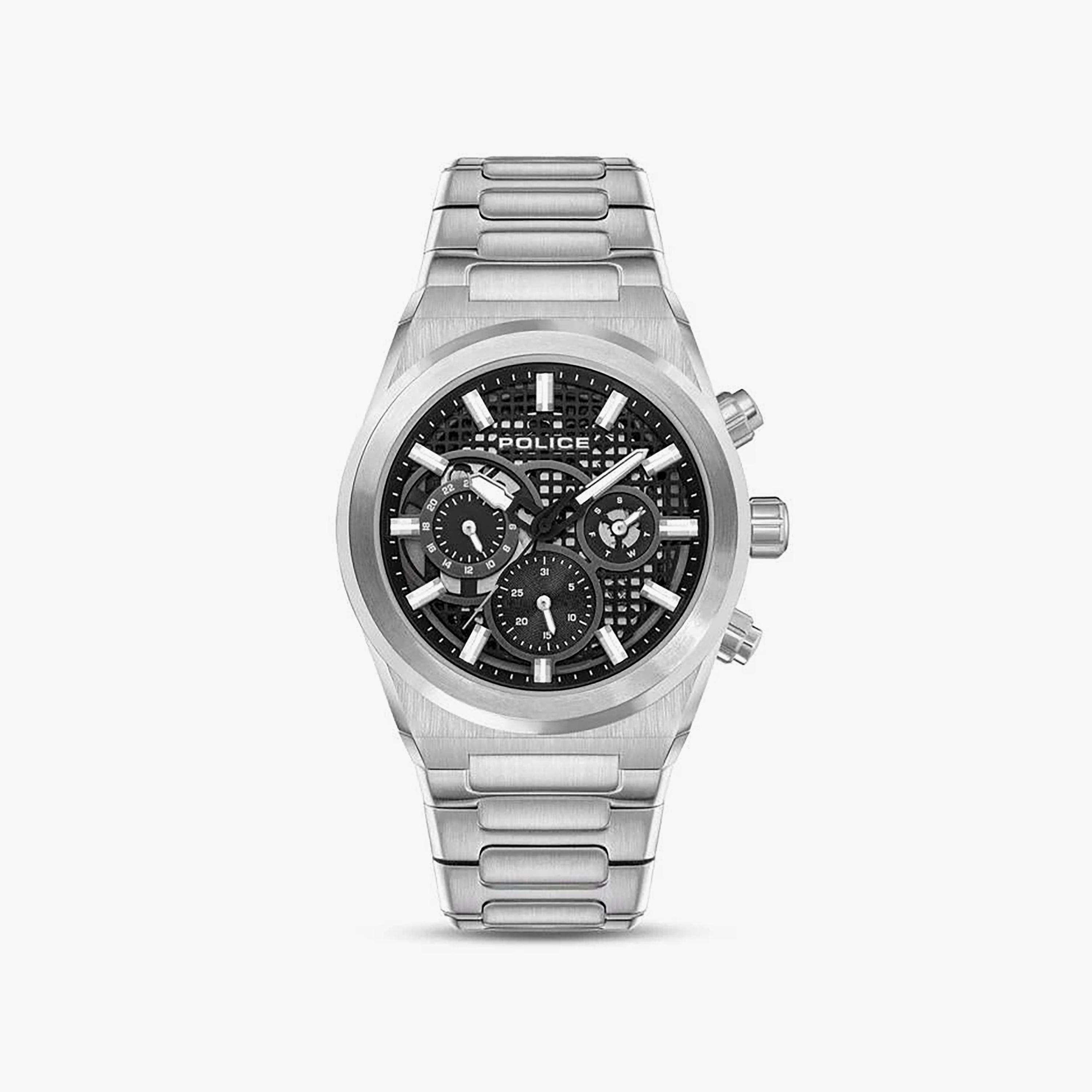 بوليس ساعة رجالية كرونوغراف فضي ستانلس ستيل 45 مم | PEWJK2226706-men-watchesandjewellery-watches-image-1