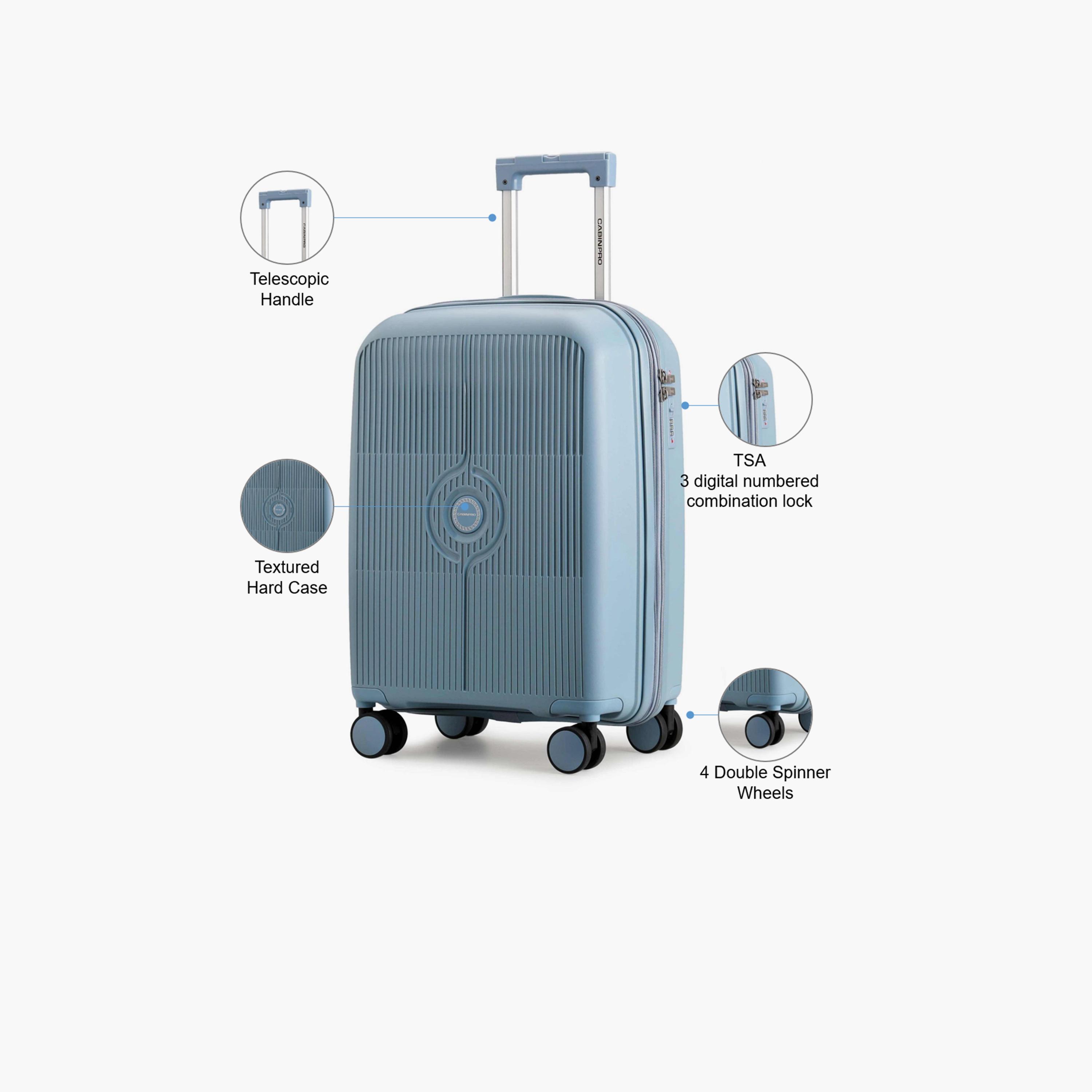 Cabinpro 54.5 CM Small Cabin Polypropylene Hard Sided 4-Wheeler Spinner Trolley Bag with TSA Lock | CP003-20-travel-luggagesandbags-luggage-image-3