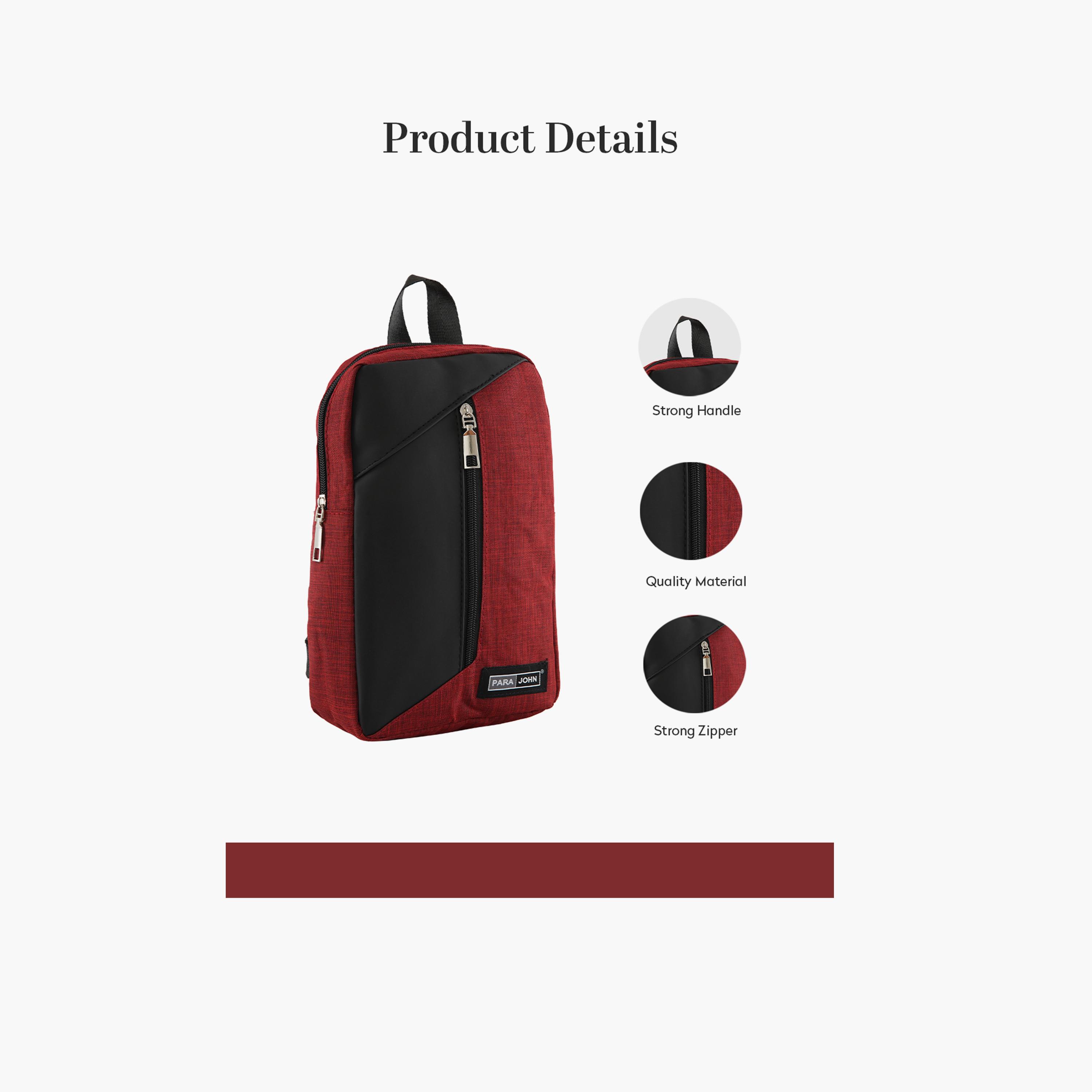 Para John Solid Crossbody Bag with Zipper and Adjustable Strap-men-bags-image-8