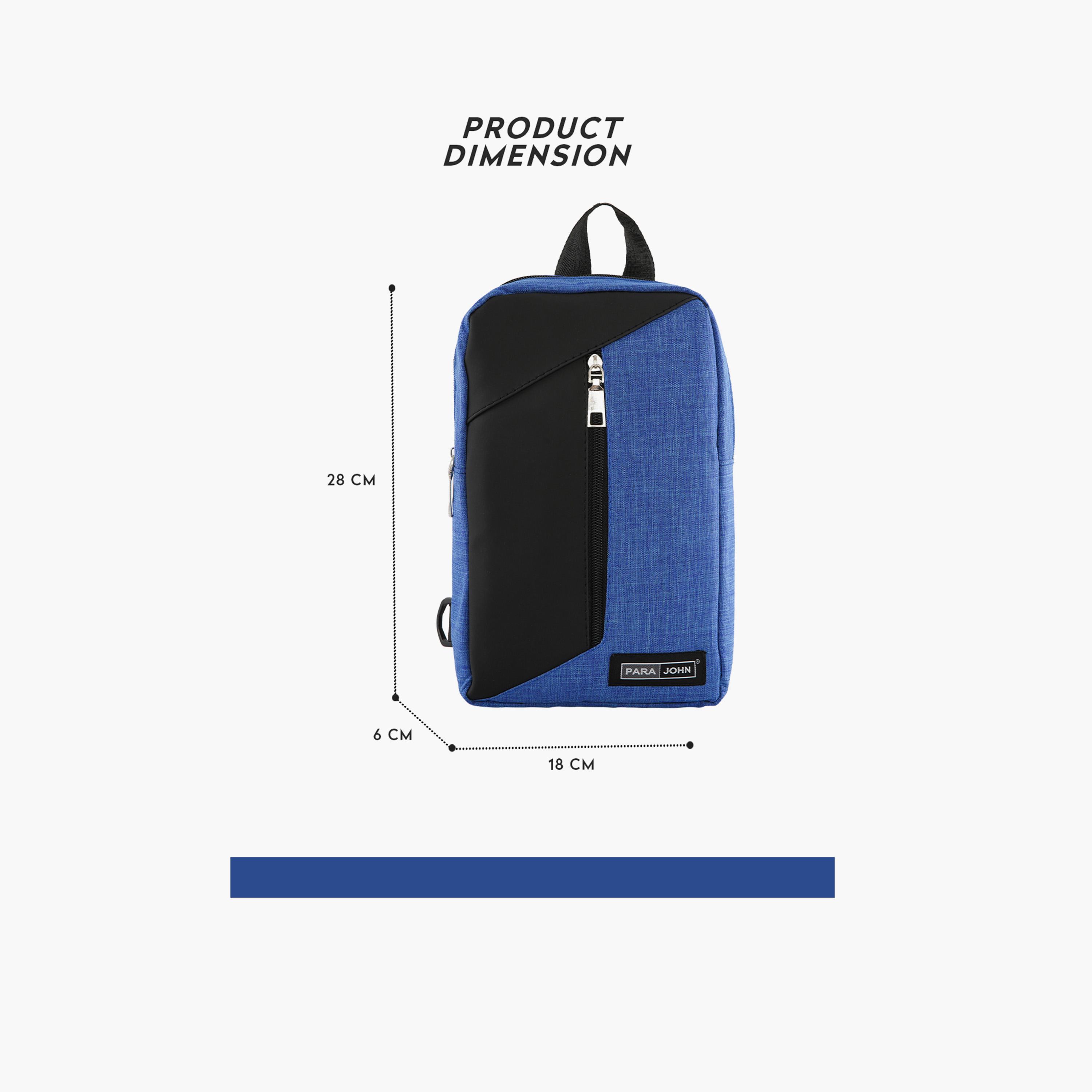 Para John Solid Crossbody Bag with Zipper and Adjustable Strap-men-bags-image-2