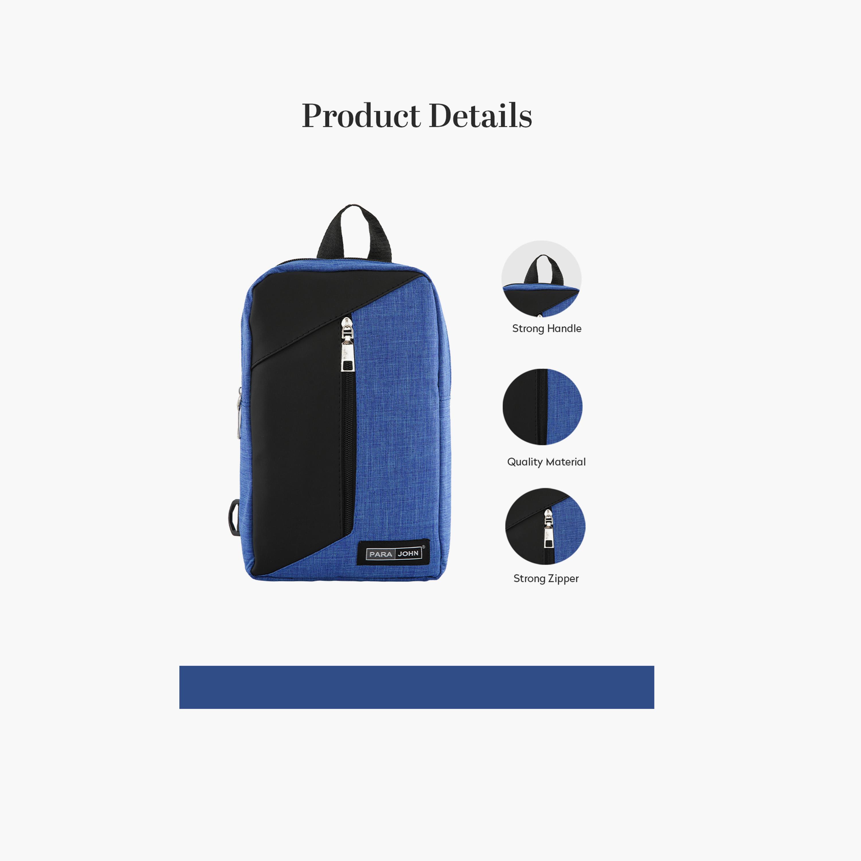 Para John Solid Crossbody Bag with Zipper and Adjustable Strap-men-bags-image-3