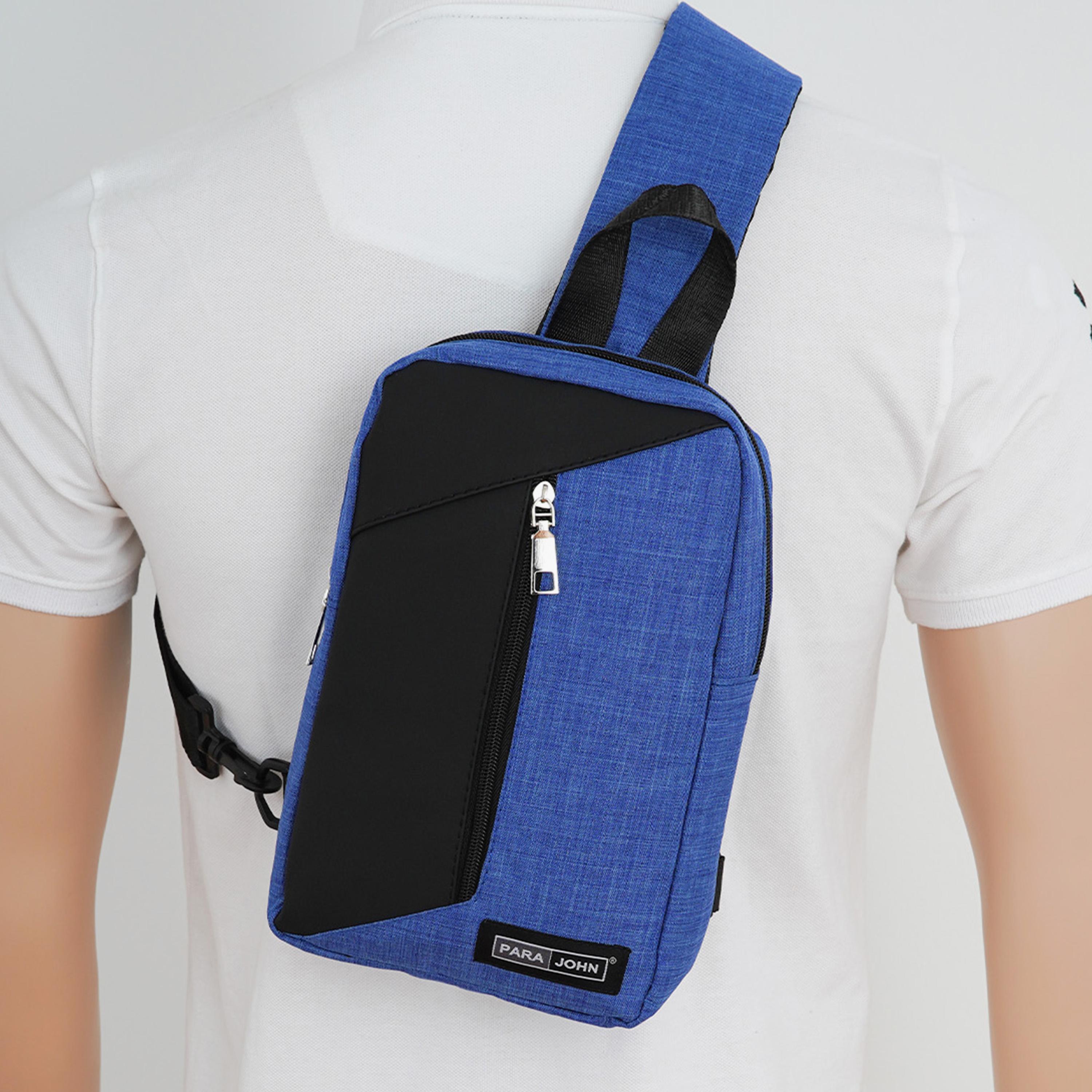 Para John Solid Crossbody Bag with Zipper and Adjustable Strap-men-bags-image-5