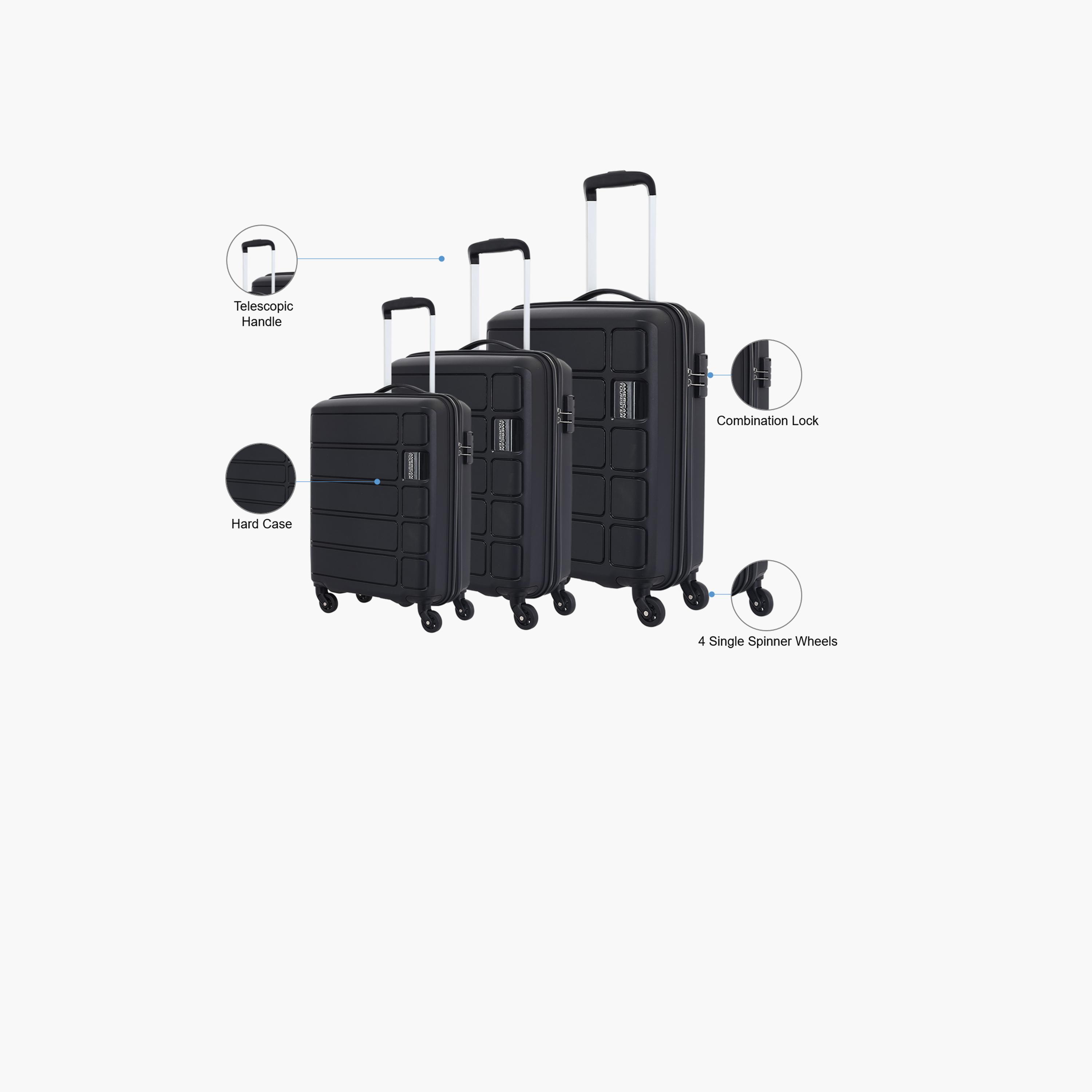 American Tourister Tracker Set of 3 Polypropylene Hard Sided 4-Wheeler Spinner Trolley Bag with Combination Lock-travel-luggagesandbags-luggage-image-2