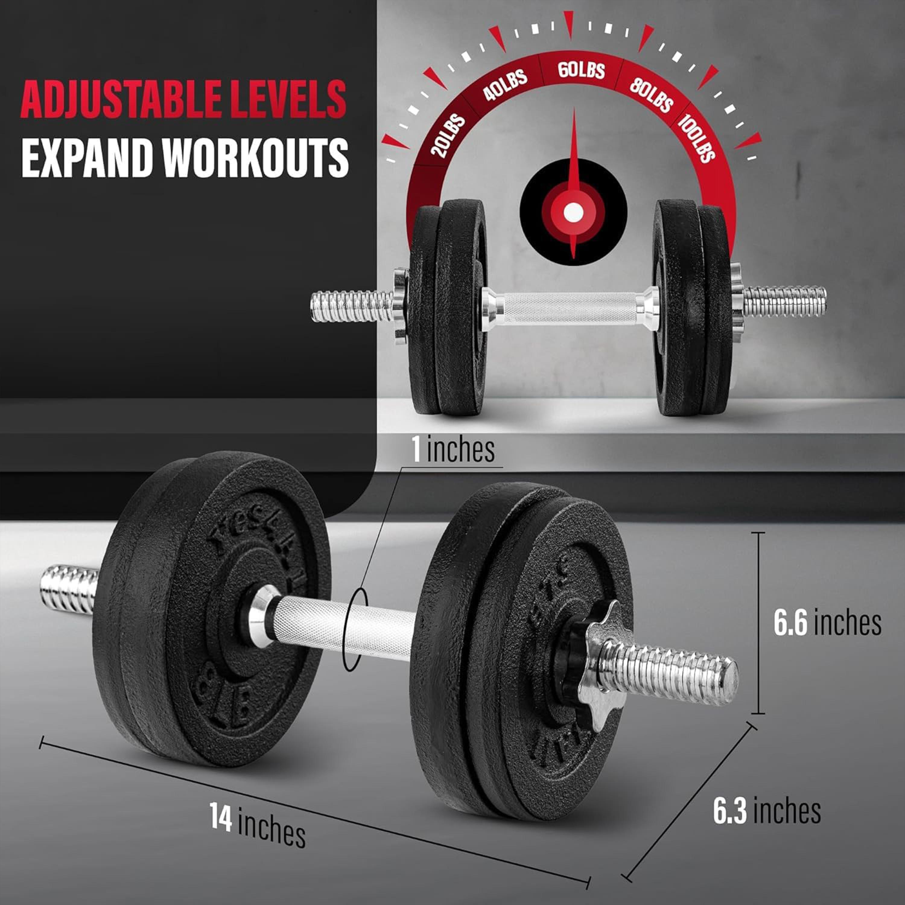 Fitness World Cast Iron Adjustable Dumbbell Set For Workout-sports-gear-gym-image-4