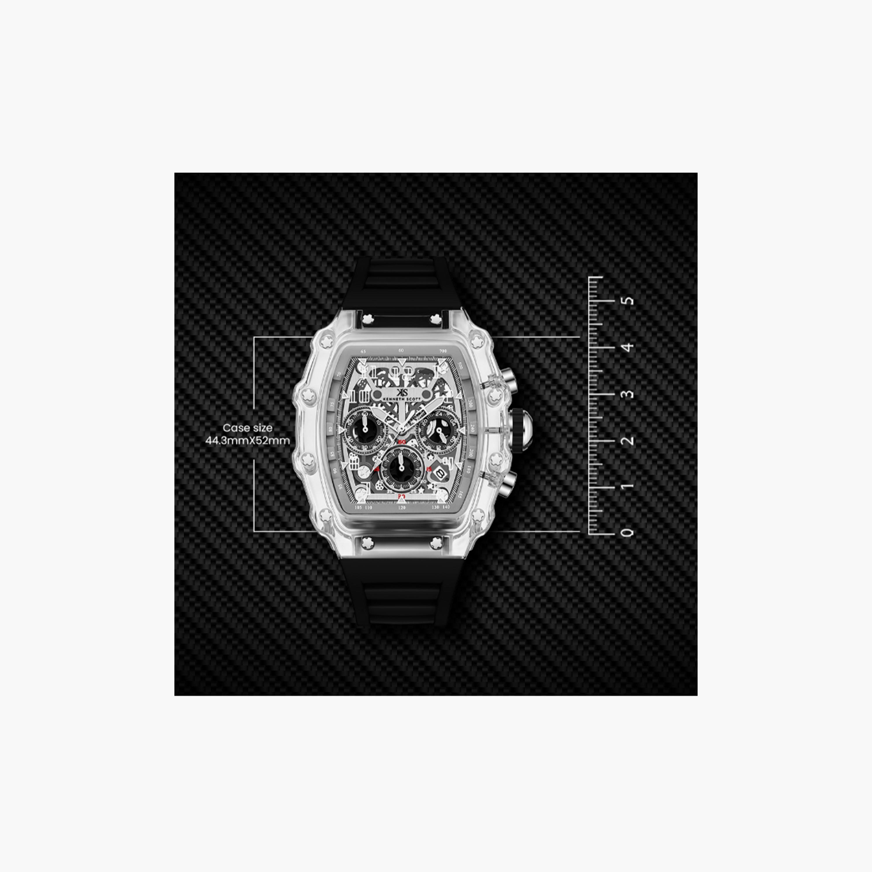 Kenneth Scott Men's 44 MM Black Multi-Function Silicone Watch | K25103-ZSBI-men-watchesandjewellery-watches-image-5