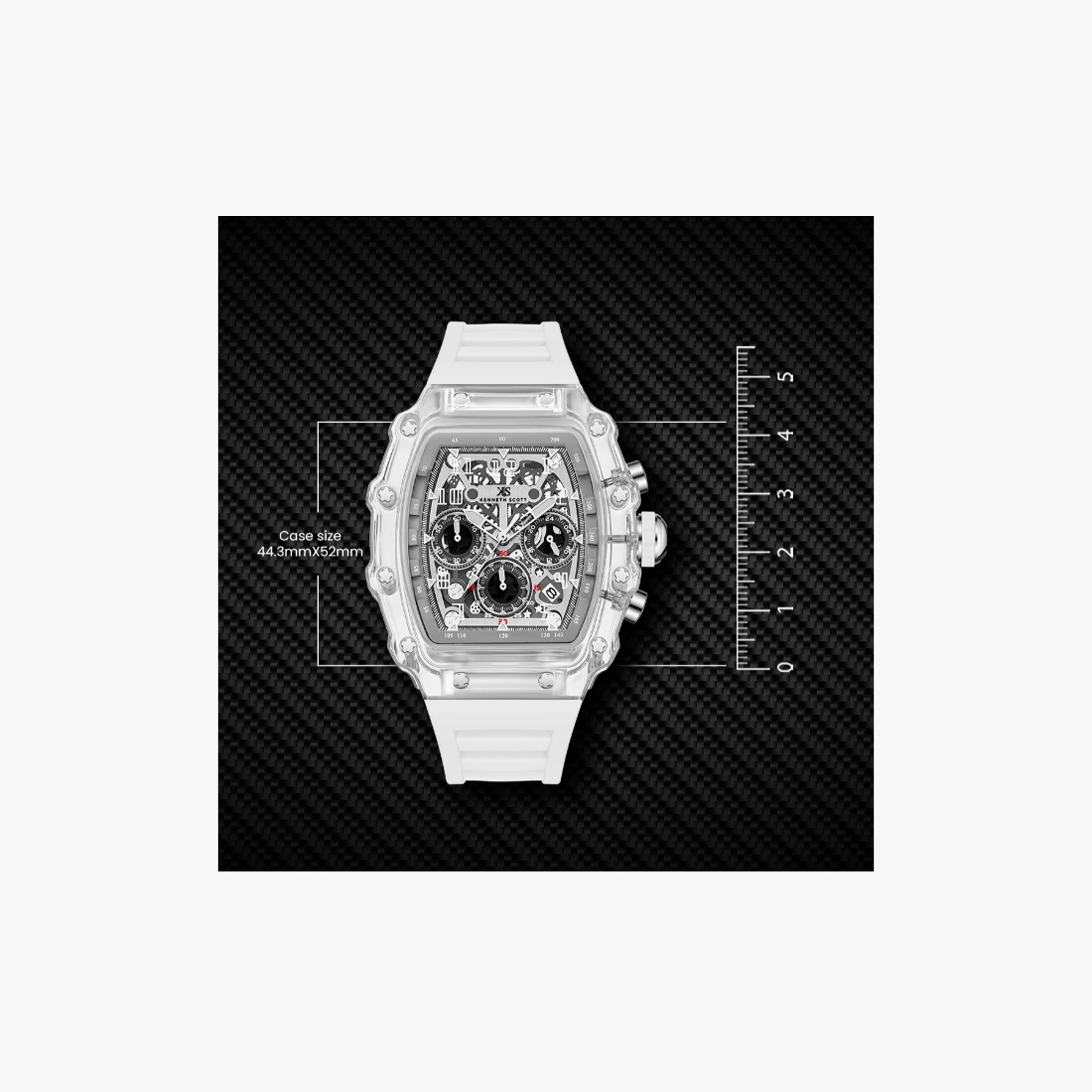 Kenneth Scott Men's 44 MM White Multi-Function Silicone Watch | K25103-ZSWI-men-watchesandjewellery-watches-image-5