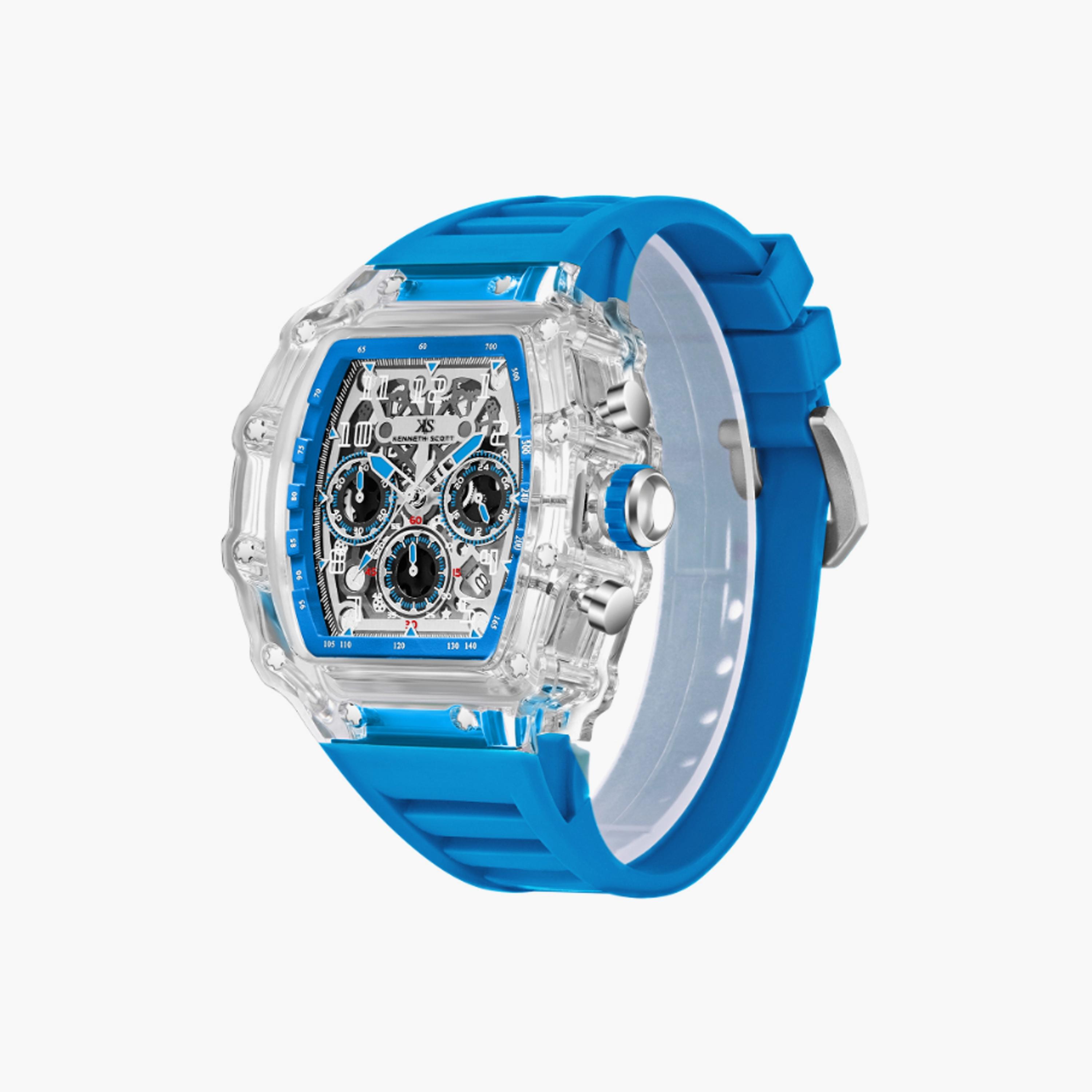 Kenneth Scott Men's 44 MM Blue Multi-Function Silicone Watch | K25103-ZSLI-men-watchesandjewellery-watches-image-2