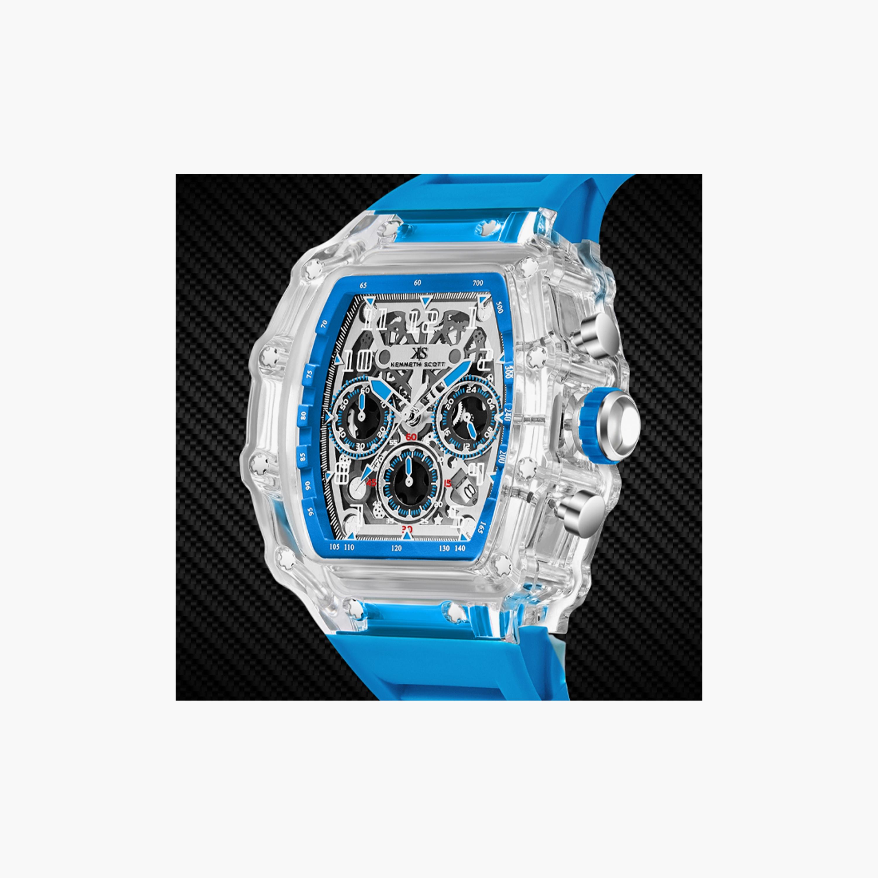 Kenneth Scott Men's 44 MM Blue Multi-Function Silicone Watch | K25103-ZSLI-men-watchesandjewellery-watches-image-4