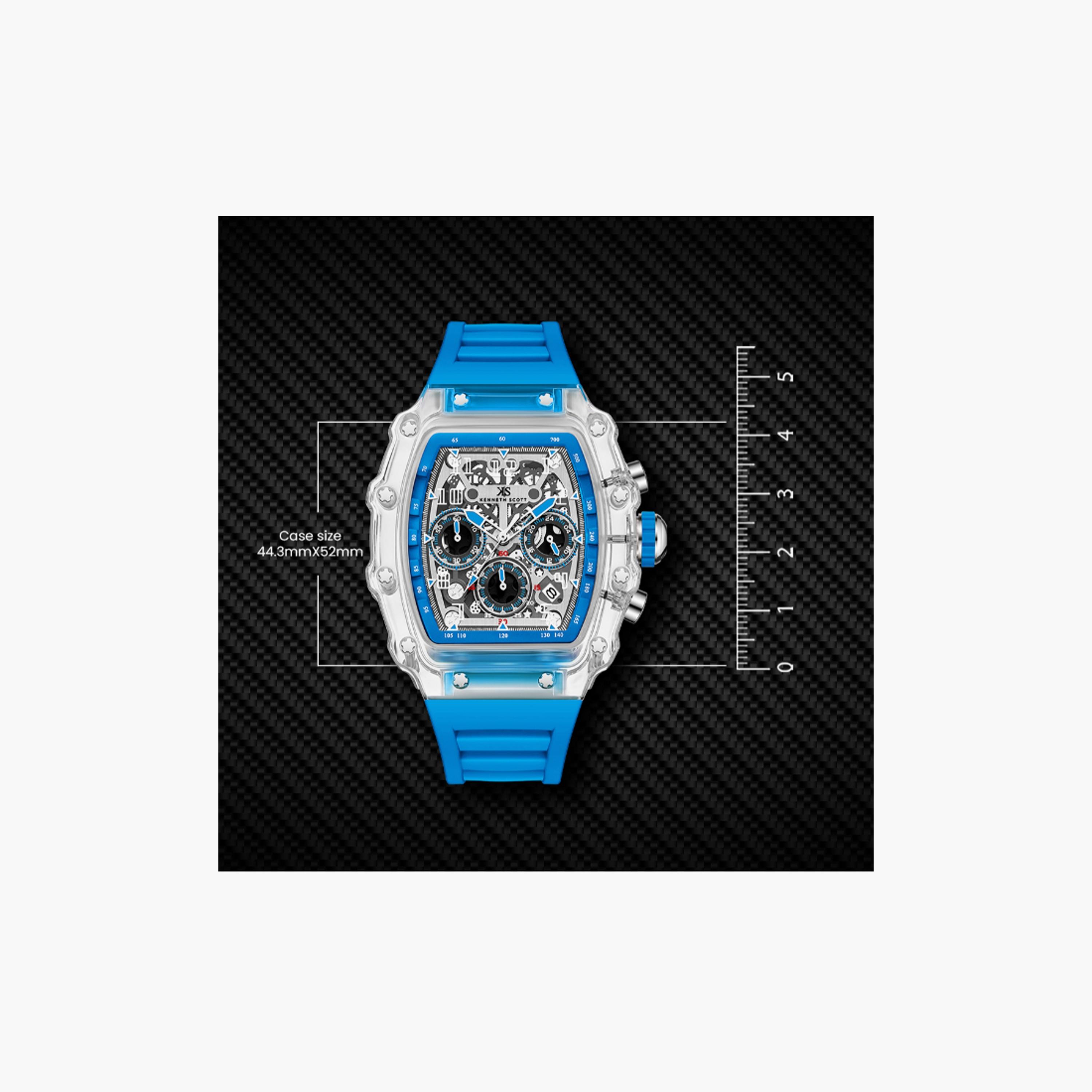 Kenneth Scott Men's 44 MM Blue Multi-Function Silicone Watch | K25103-ZSLI-men-watchesandjewellery-watches-image-5