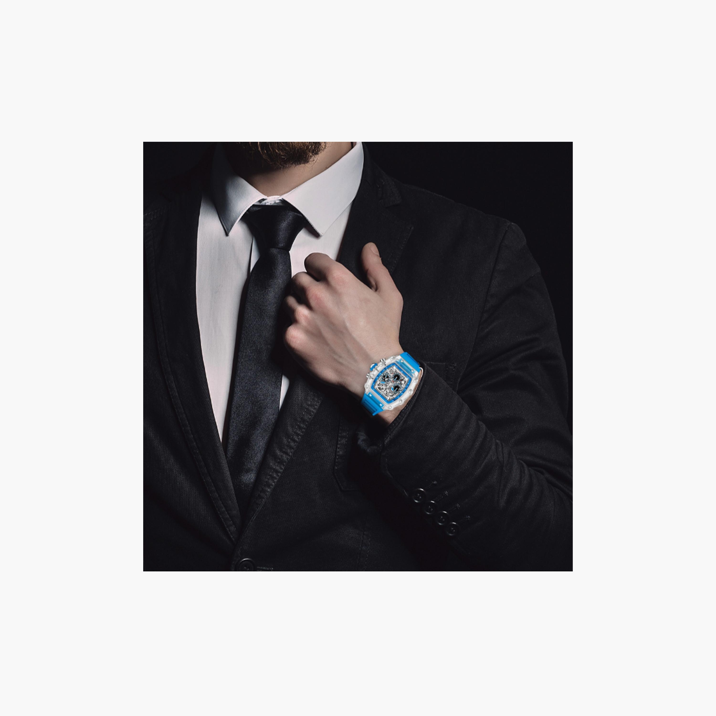 Kenneth Scott Men's 44 MM Blue Multi-Function Silicone Watch | K25103-ZSLI-men-watchesandjewellery-watches-image-6