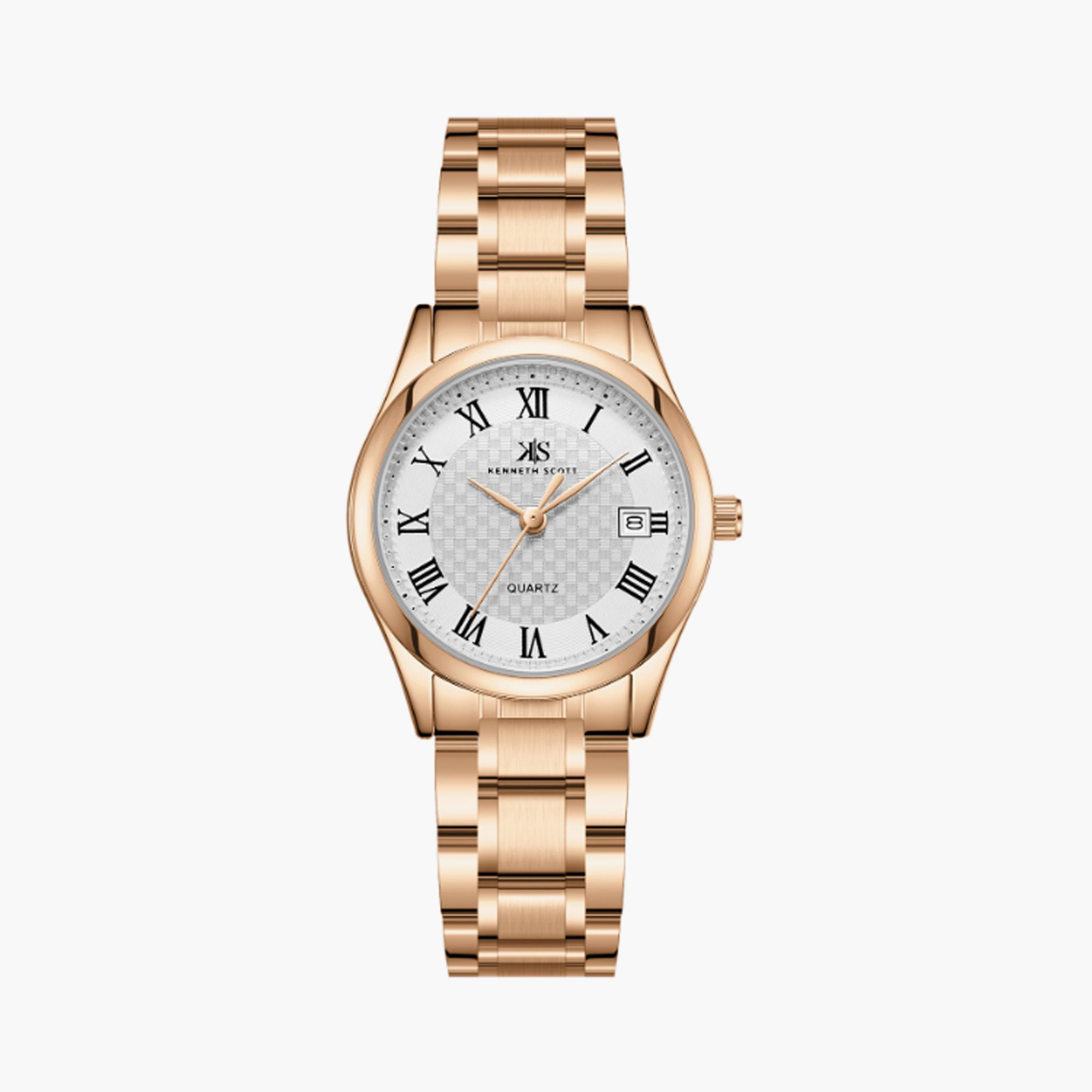 Kenneth Scott Women's 29 MM Rose Gold Analog Stainless Steel Watch | K25504-KBKW-women-watchesandjewellery-watches-image-1