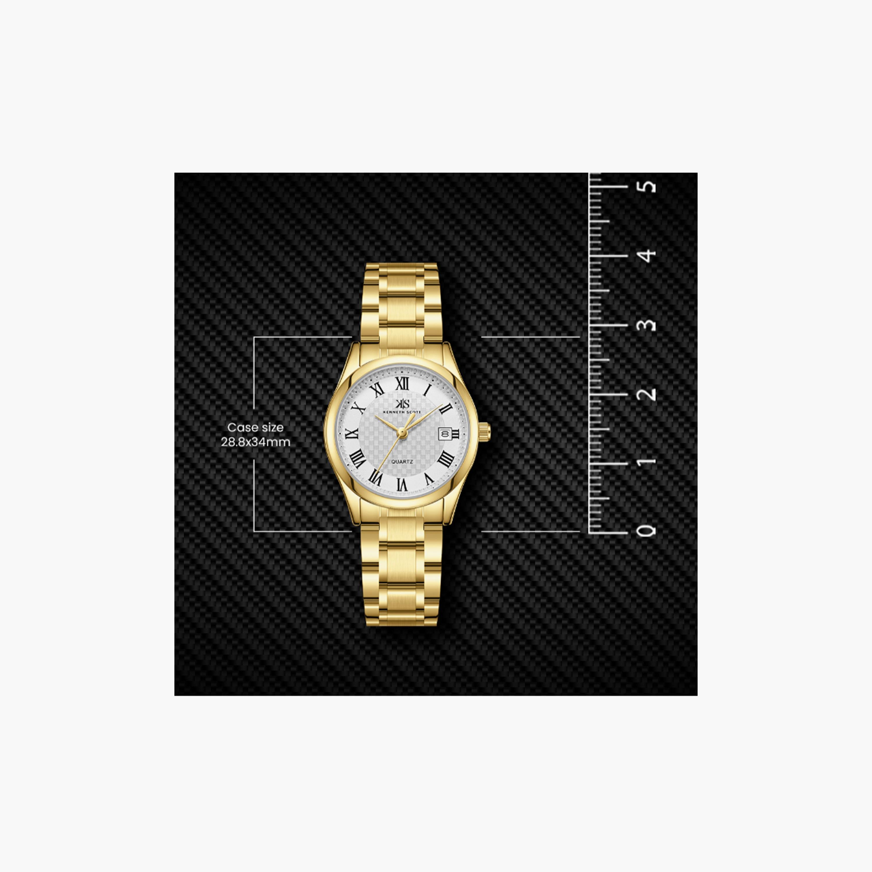 K25504-GBGW | ساعة حريمي أنالوج ستانلس ستيل من كينيث سكوت ذهبي مقاس 29 مم-women-watchesandjewellery-watches-image-5