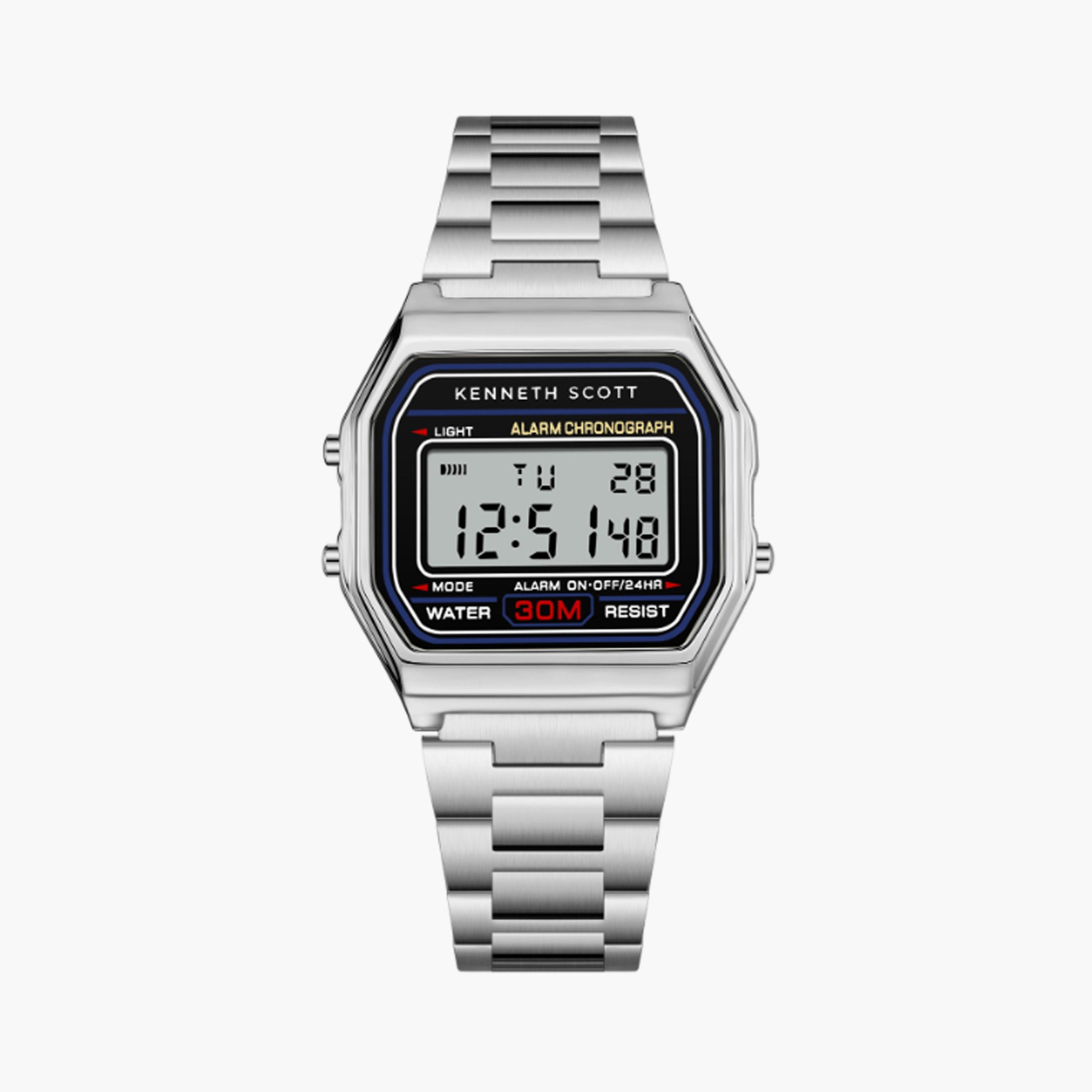 K25206-SBSB | ساعة حريمي بشاشة رقمية ستانلس ستيل من كينيث سكوت فضي مقاس 36 مم-men-watchesandjewellery-watches-image-1