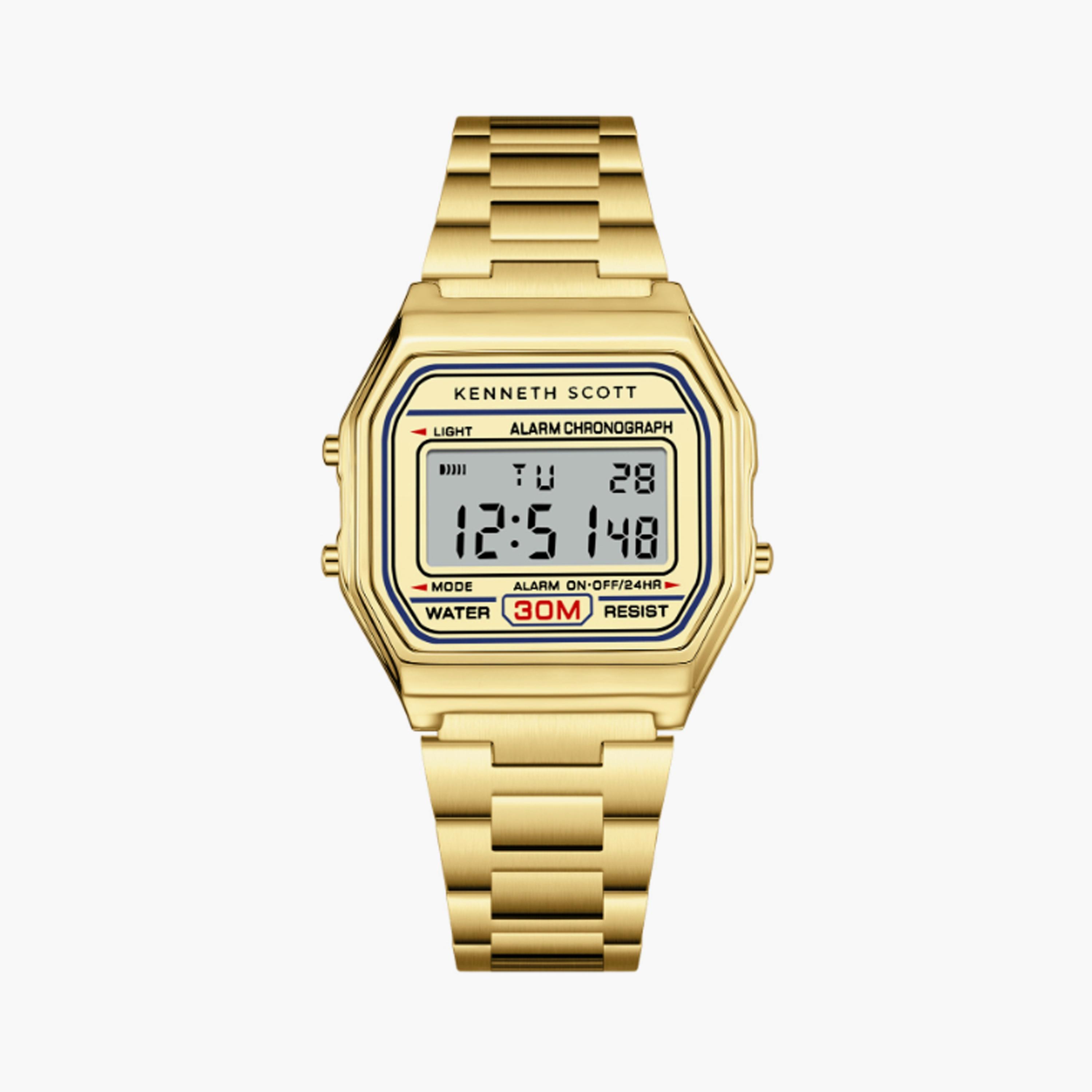 Kenneth Scott Men's 36 MM Gold Digital Stainless Steel Watch | K25206-GBGC-men-watchesandjewellery-watches-image-1