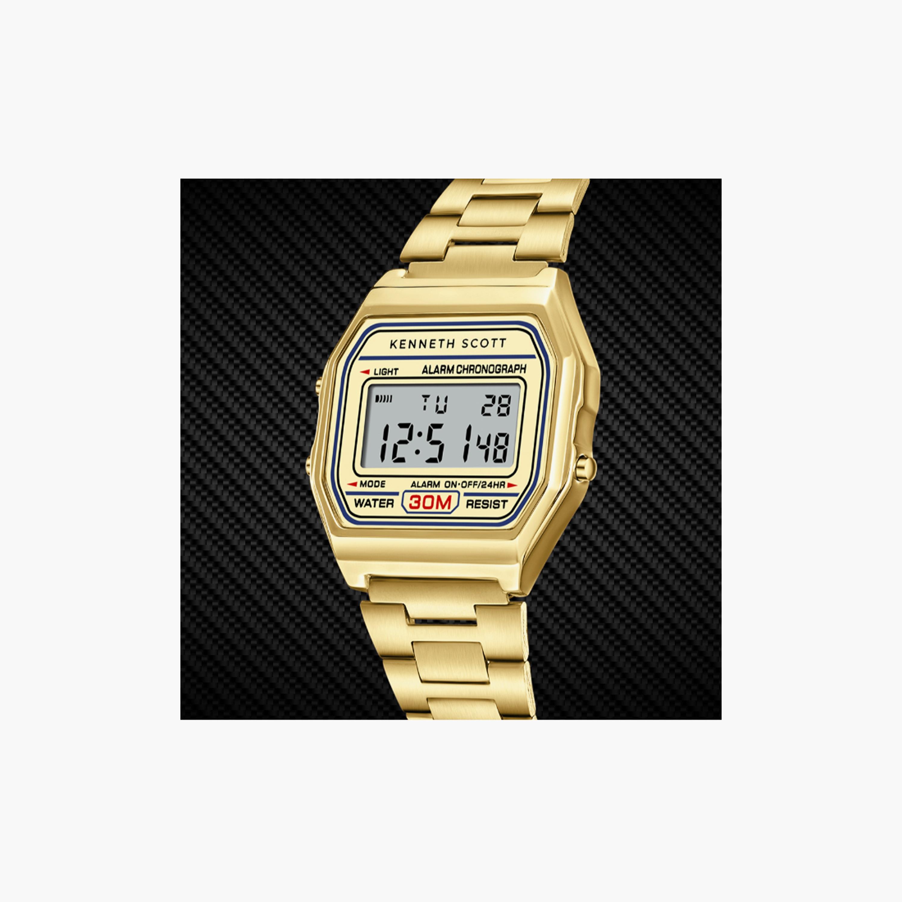 Kenneth Scott Men's 36 MM Gold Digital Stainless Steel Watch | K25206-GBGC-men-watchesandjewellery-watches-image-4
