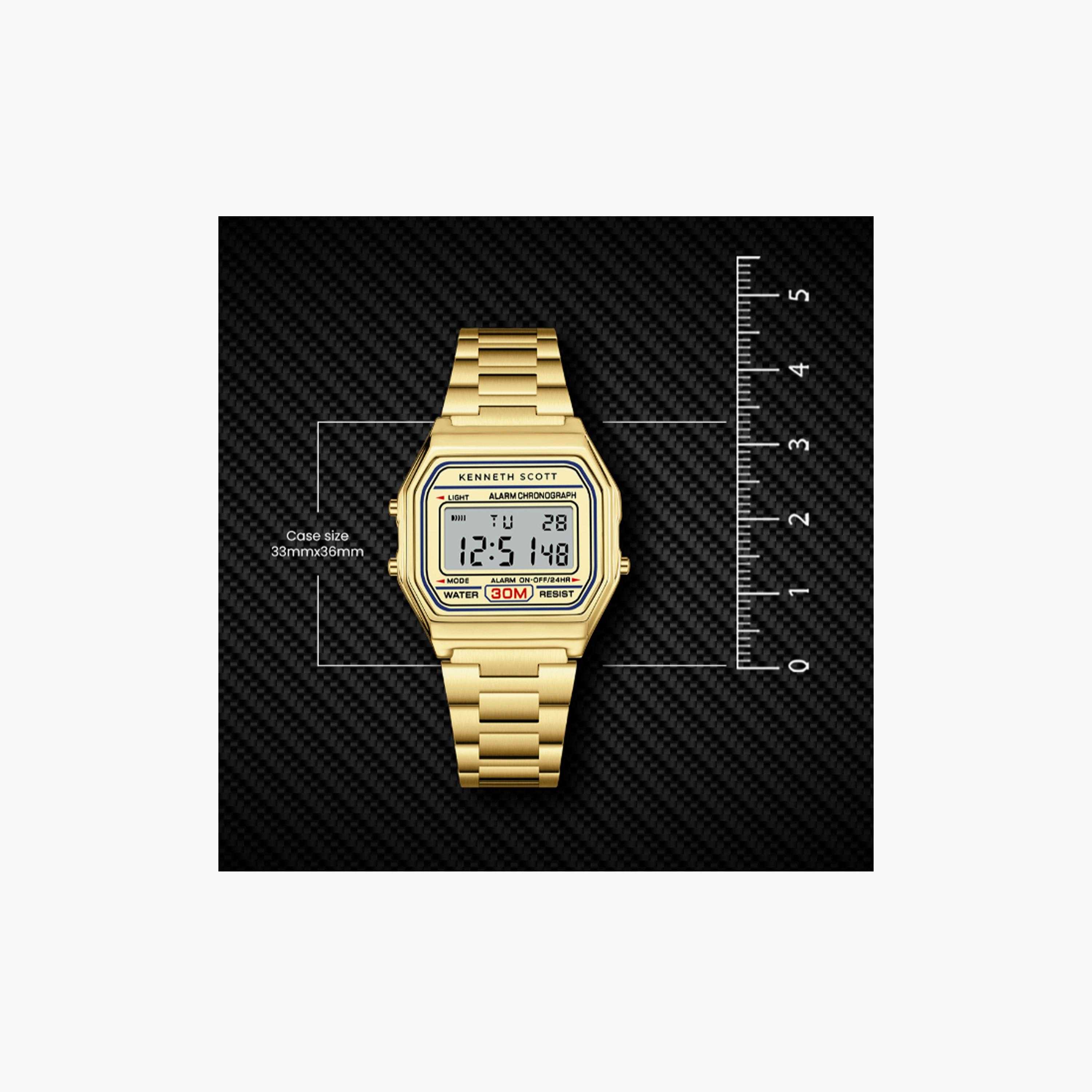 Kenneth Scott Men's 36 MM Gold Digital Stainless Steel Watch | K25206-GBGC-men-watchesandjewellery-watches-image-5