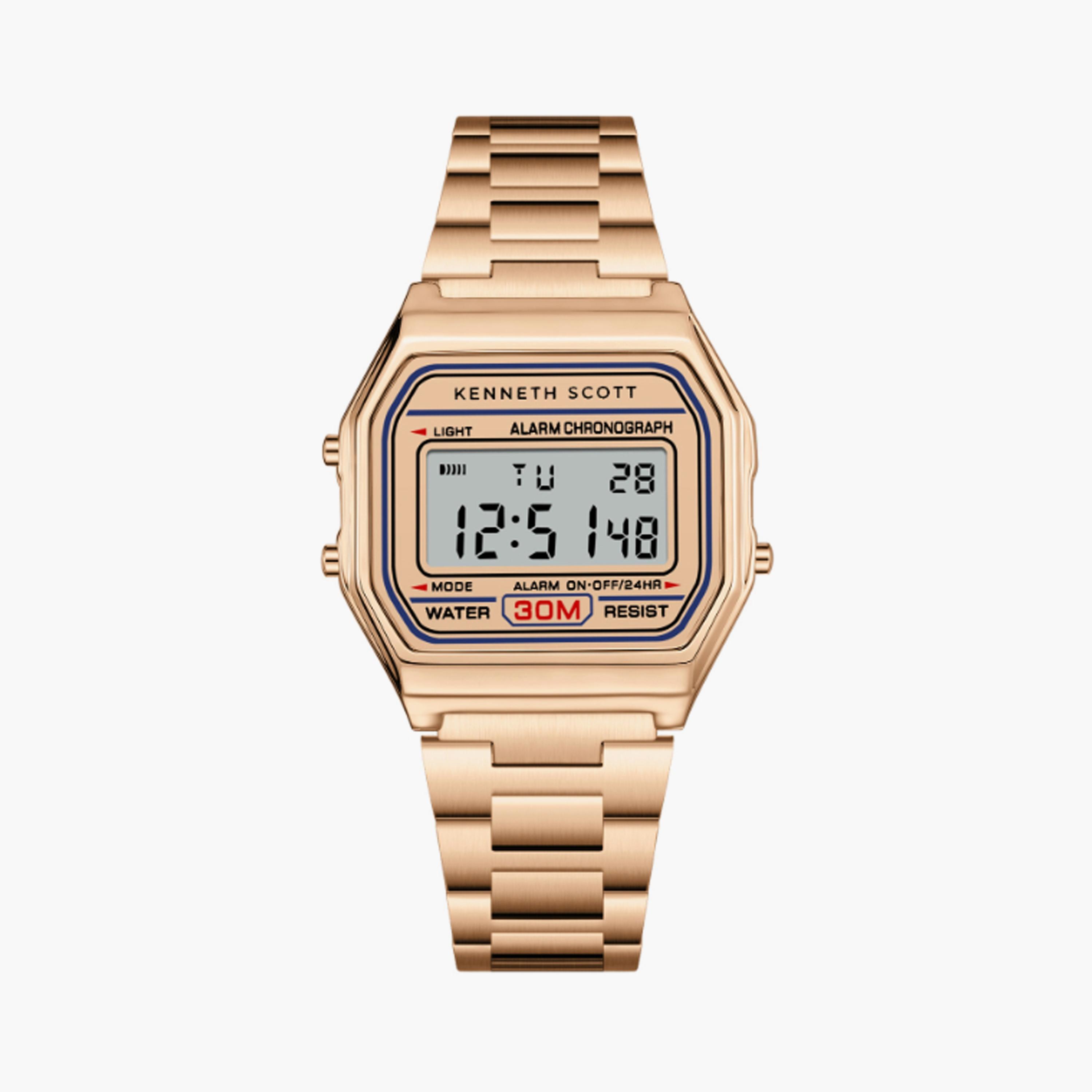K25206-RBKK | ساعة حريمي بشاشة رقمية ستانلس ستيل من كينيث سكوت وردي ذهبي مقاس 36 مم-men-watchesandjewellery-watches-image-1