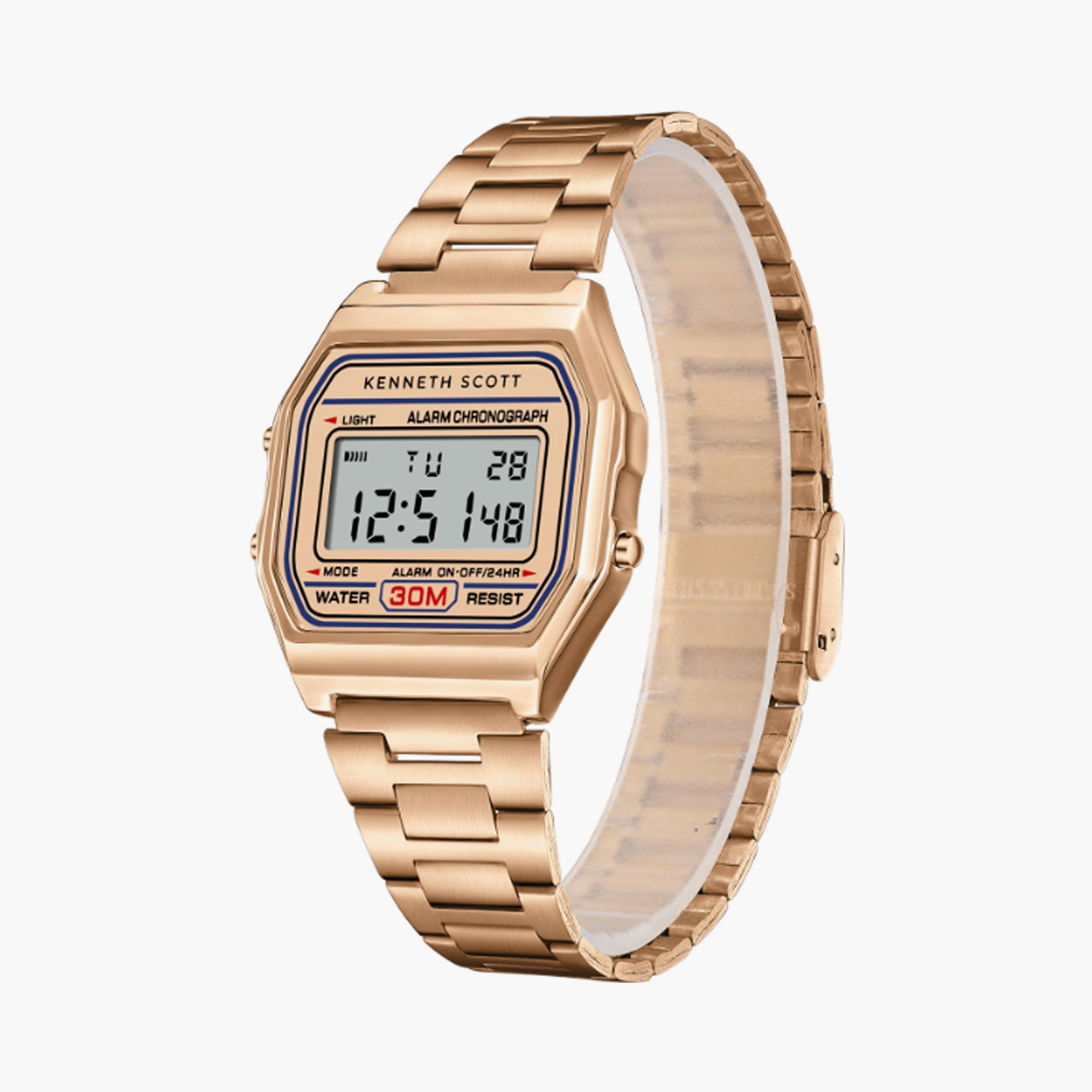 K25206-RBKK | ساعة حريمي بشاشة رقمية ستانلس ستيل من كينيث سكوت وردي ذهبي مقاس 36 مم-men-watchesandjewellery-watches-image-2