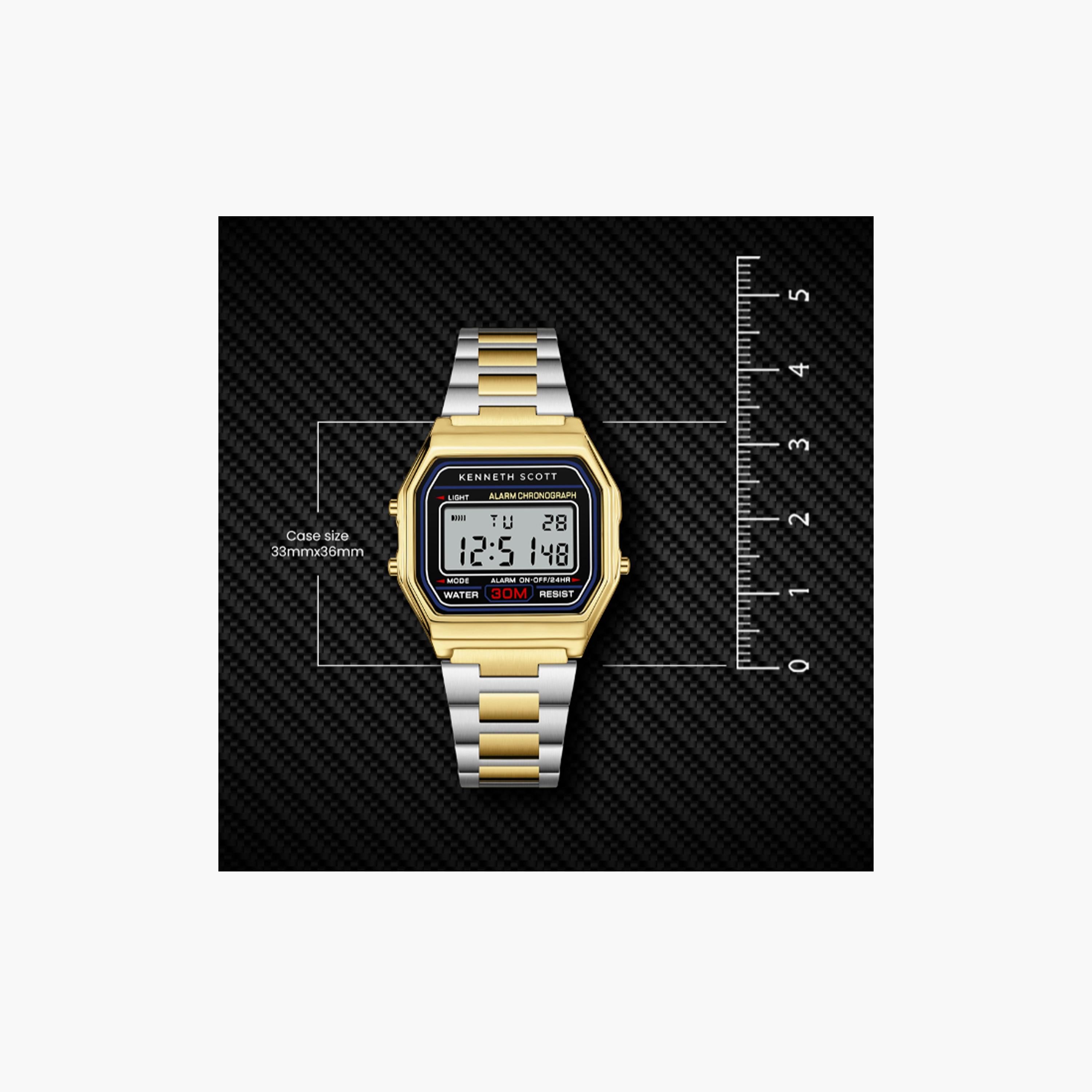 K25206-TBTB | ساعة حريمي بشاشة رقمية ستانلس ستيل من كينيث سكوت وردي وذهبي مقاس 36 مم-men-watchesandjewellery-watches-image-5