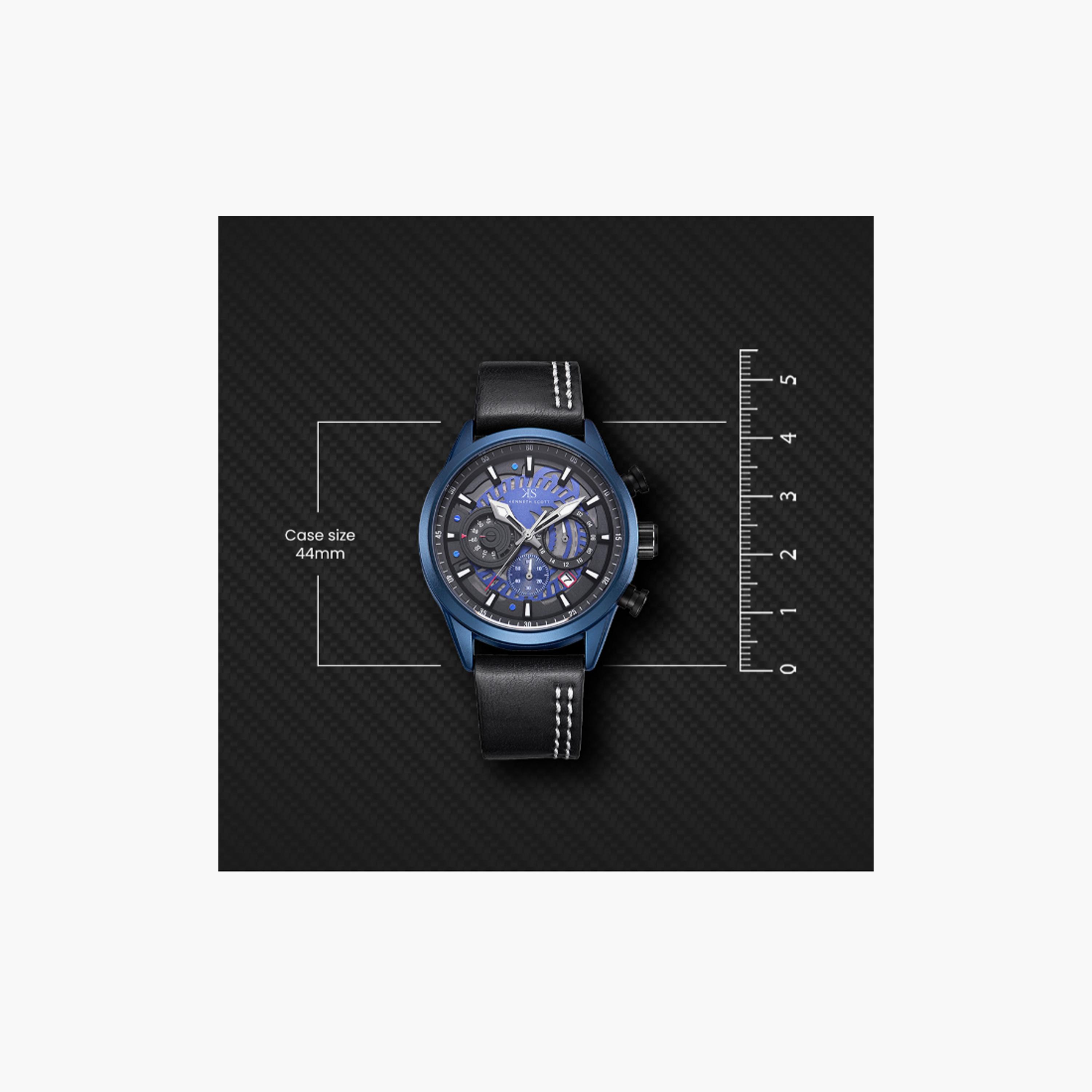ساعة كينيث سكوت رجالية كرونوغراف جلد زرقاء 44 مم | K25107-LLLB-men-watchesandjewellery-watches-image-5