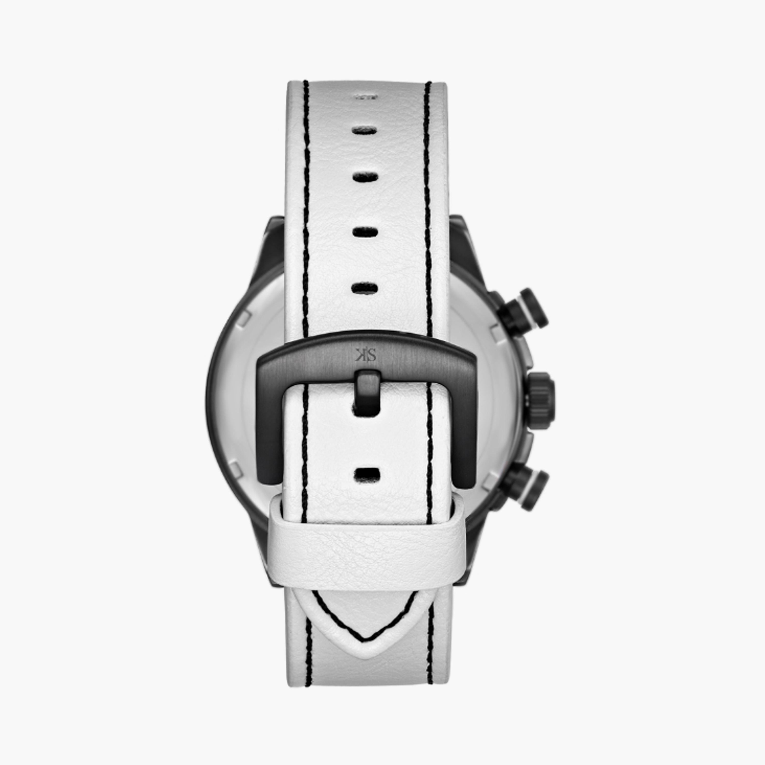 Kenneth Scott Men's 45 MM White Chronograph Leather Watch | K25108-BLWB-men-watchesandjewellery-watches-image-3