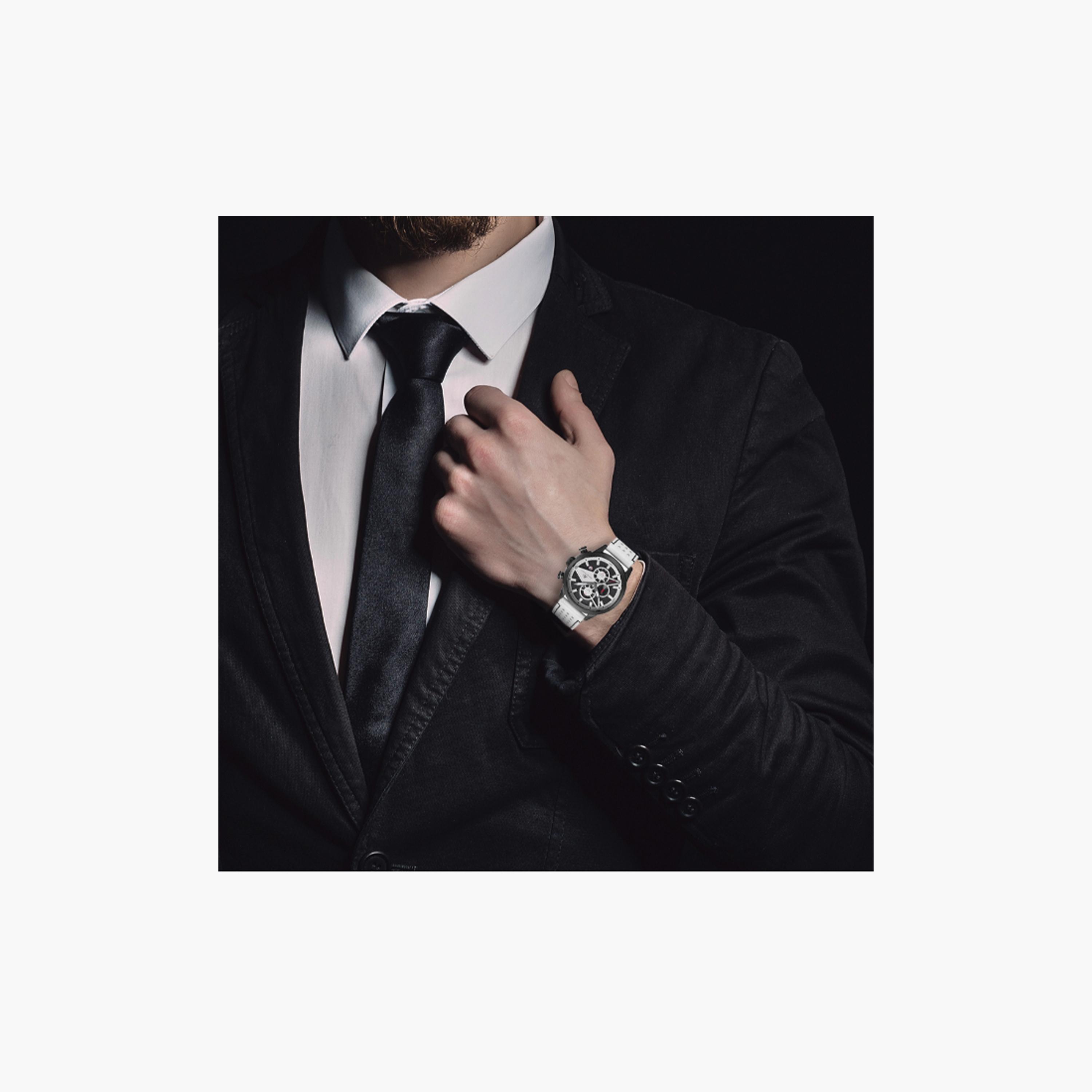 Kenneth Scott Men's 45 MM White Chronograph Leather Watch | K25108-BLWB-men-watchesandjewellery-watches-image-6