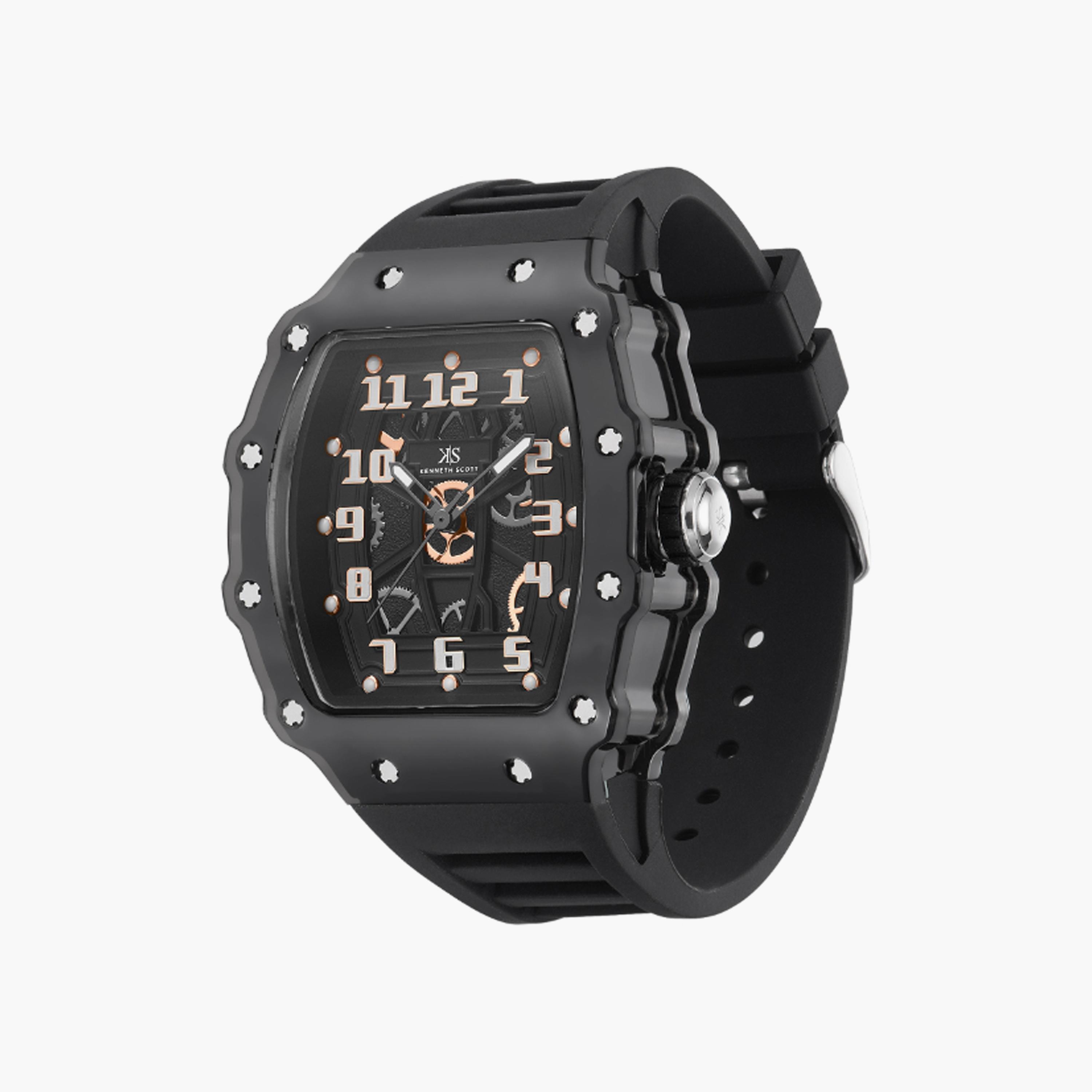 Kenneth Scott Men's 43 MM Black Analog Silicone Watch | K25009-BSBB-men-watchesandjewellery-watches-image-2