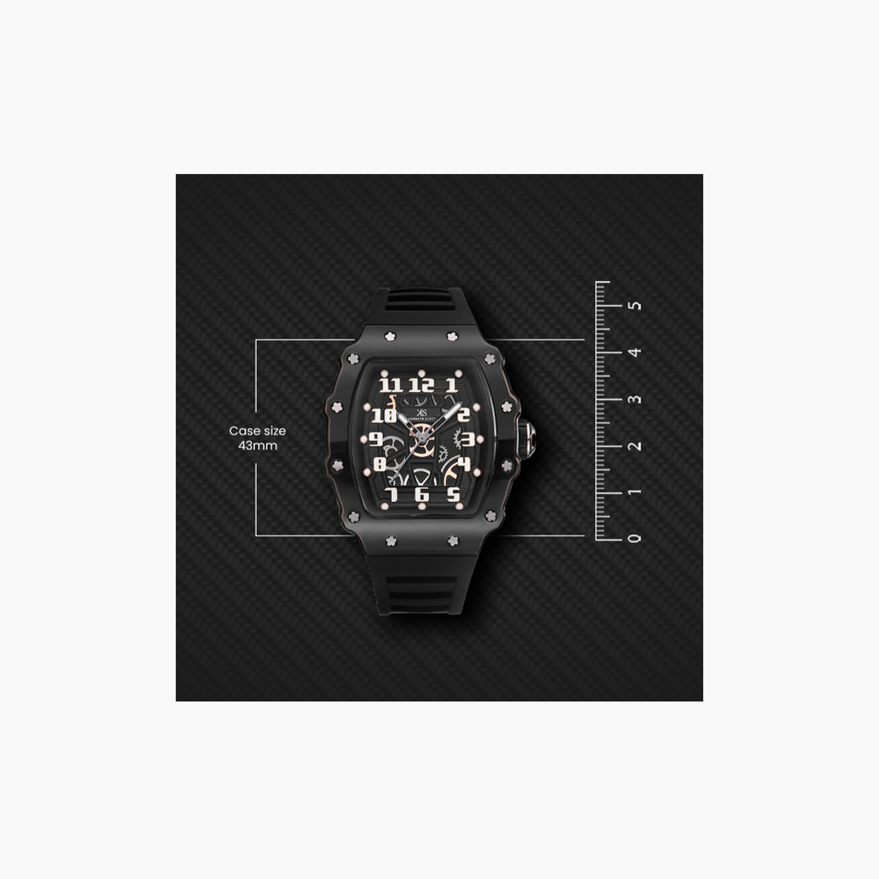 Kenneth Scott Men's 43 MM Black Analog Silicone Watch | K25009-BSBB-men-watchesandjewellery-watches-image-5