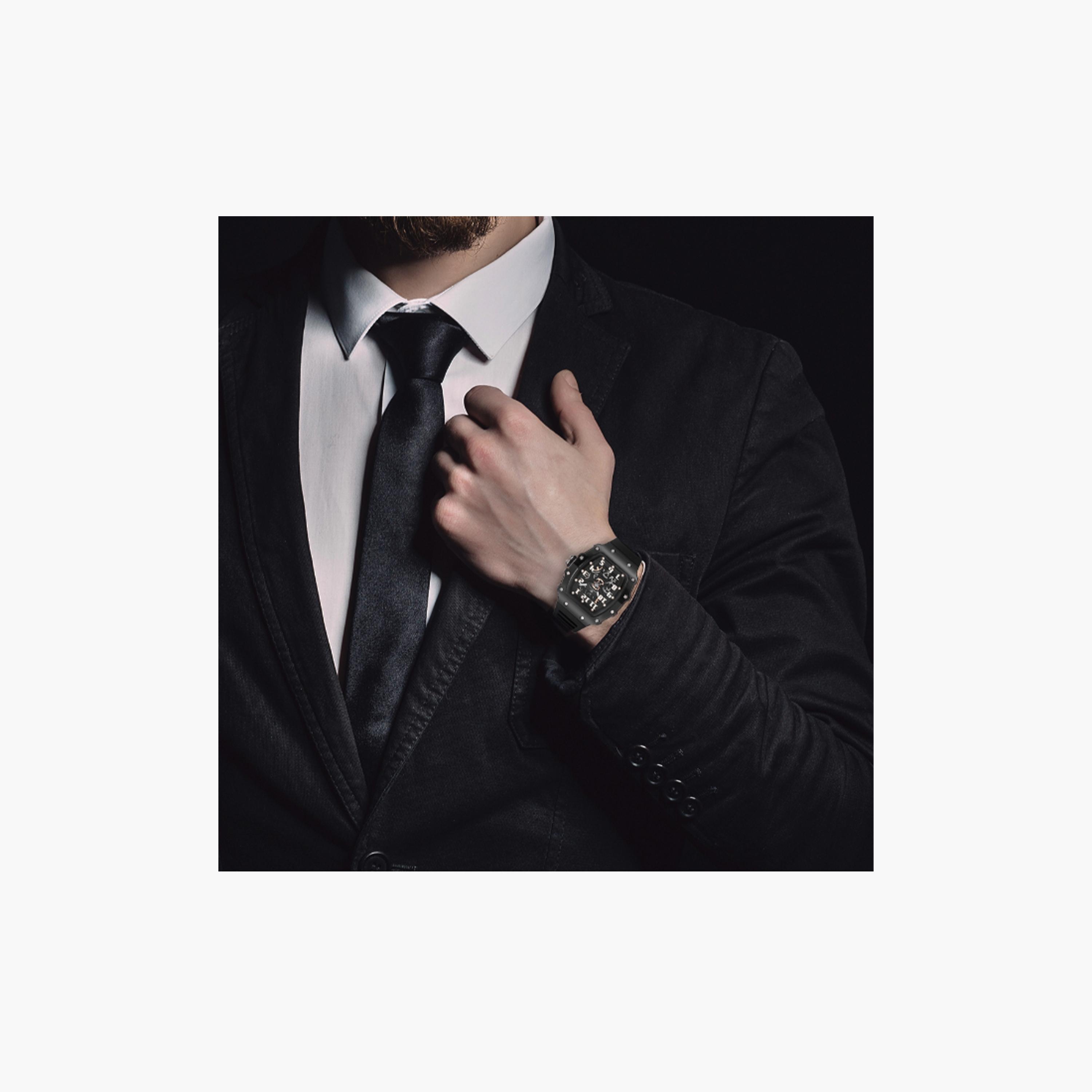 Kenneth Scott Men's 43 MM Black Analog Silicone Watch | K25009-BSBB-men-watchesandjewellery-watches-image-6