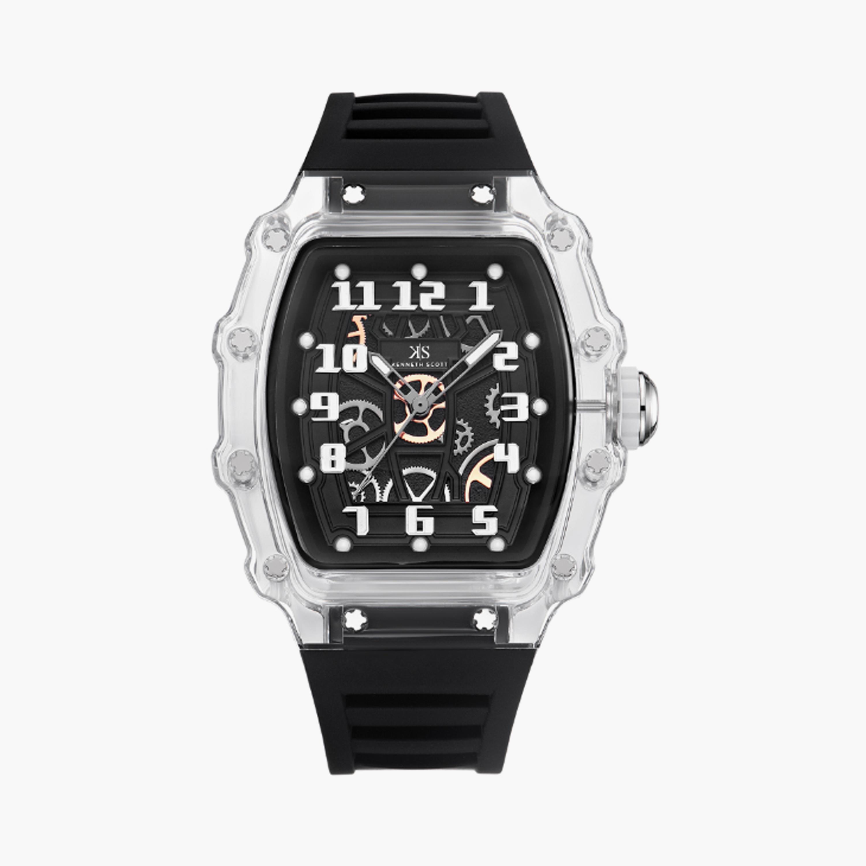Kenneth Scott Men's 43 MM Black Analog Silicone Watch | K25009-SSBX-men-watchesandjewellery-watches-image-1