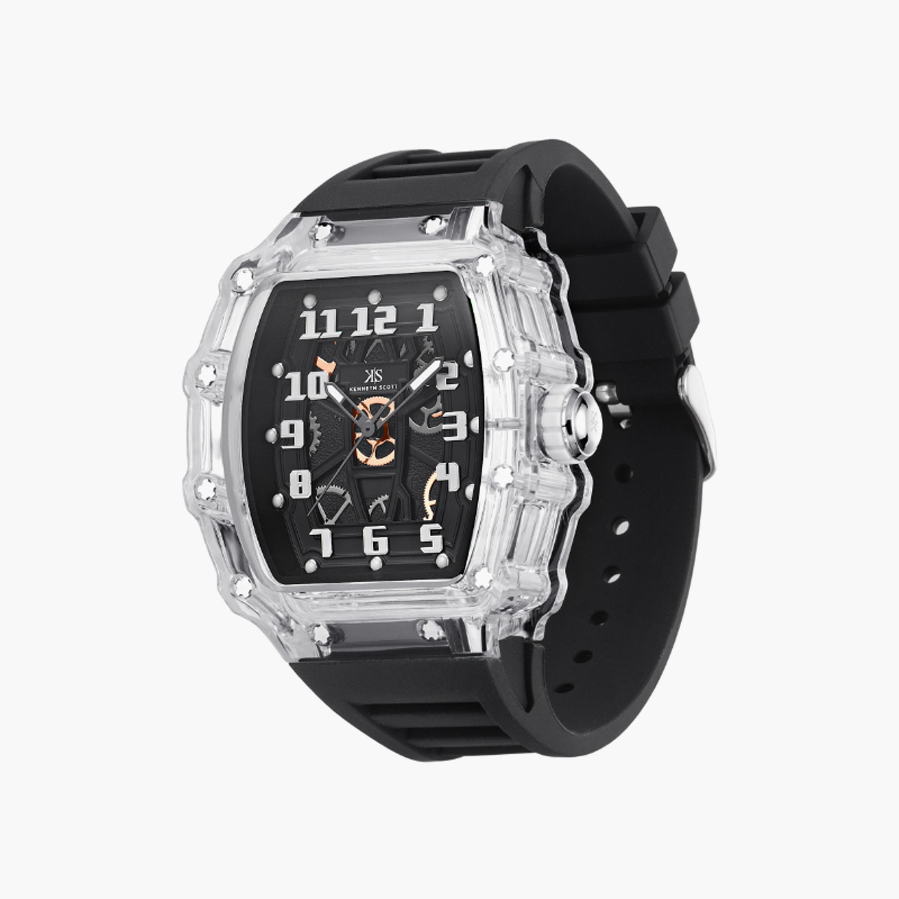 Kenneth Scott Men's 43 MM Black Analog Silicone Watch | K25009-SSBX-men-watchesandjewellery-watches-image-2