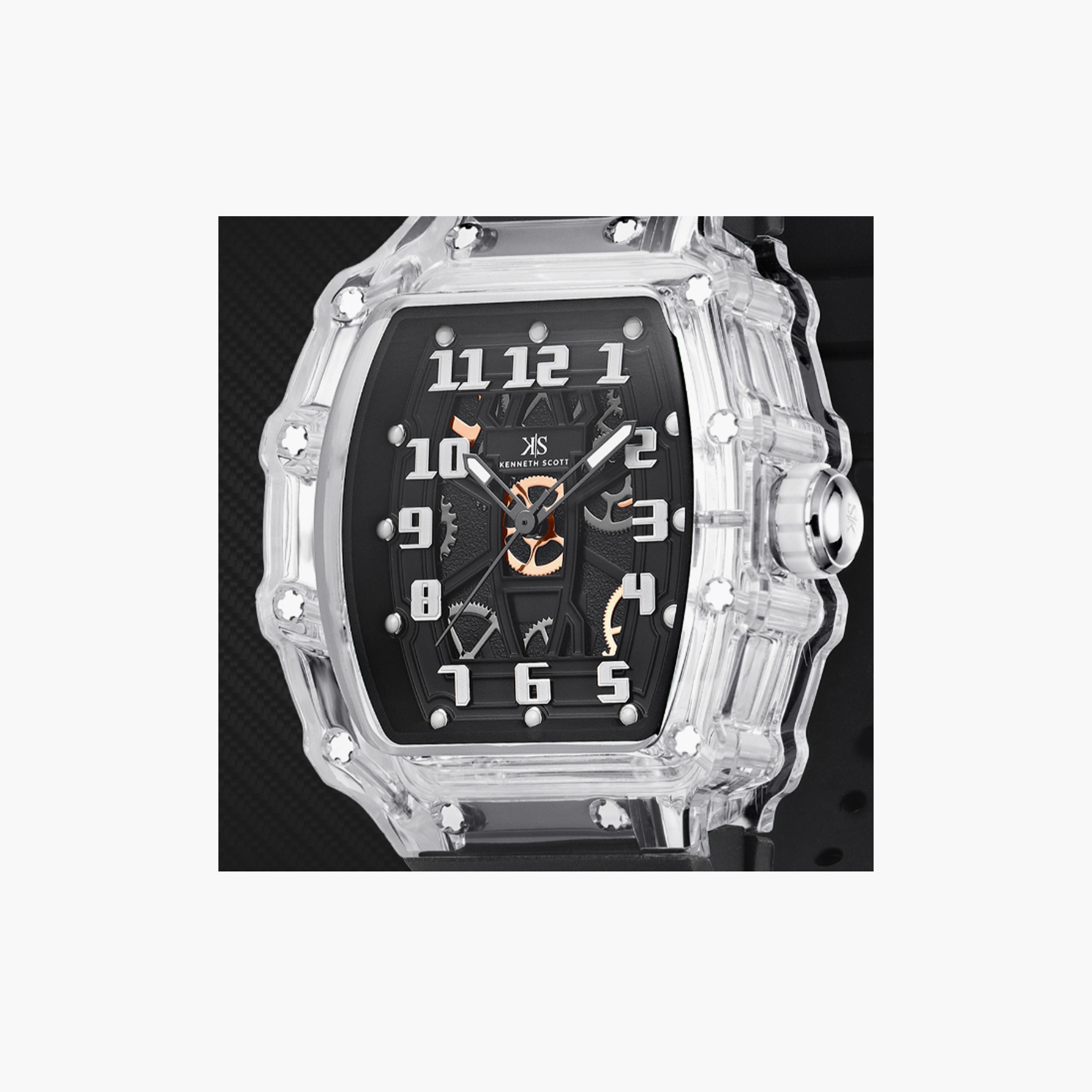 Kenneth Scott Men's 43 MM Black Analog Silicone Watch | K25009-SSBX-men-watchesandjewellery-watches-image-4